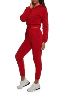 Fleece Faux Drawstring Cropped Sweatshirt sold by Rainbow