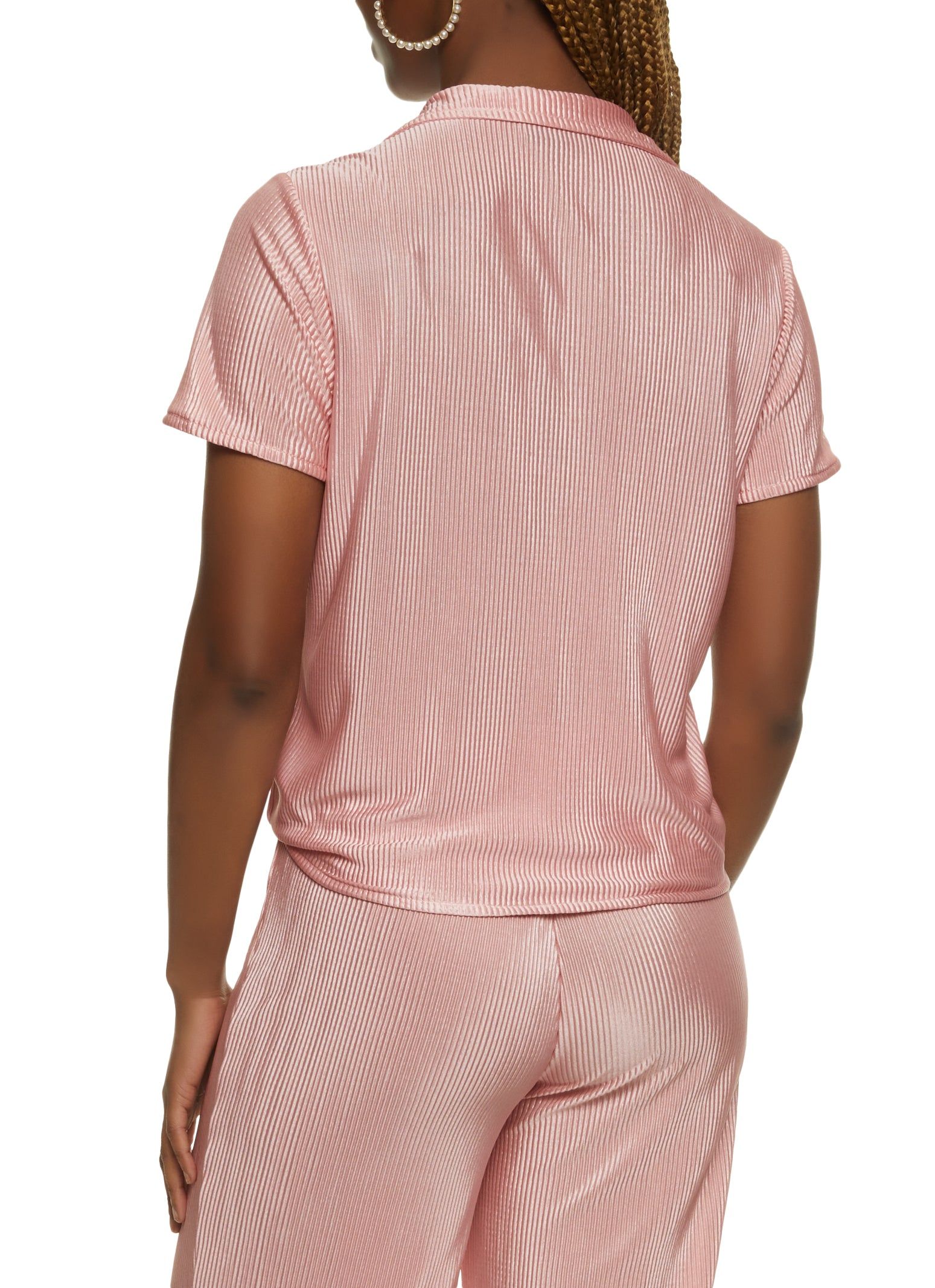 Plisse Button Down Tie Front Shirt sold by Rainbow product image thumbnail 3