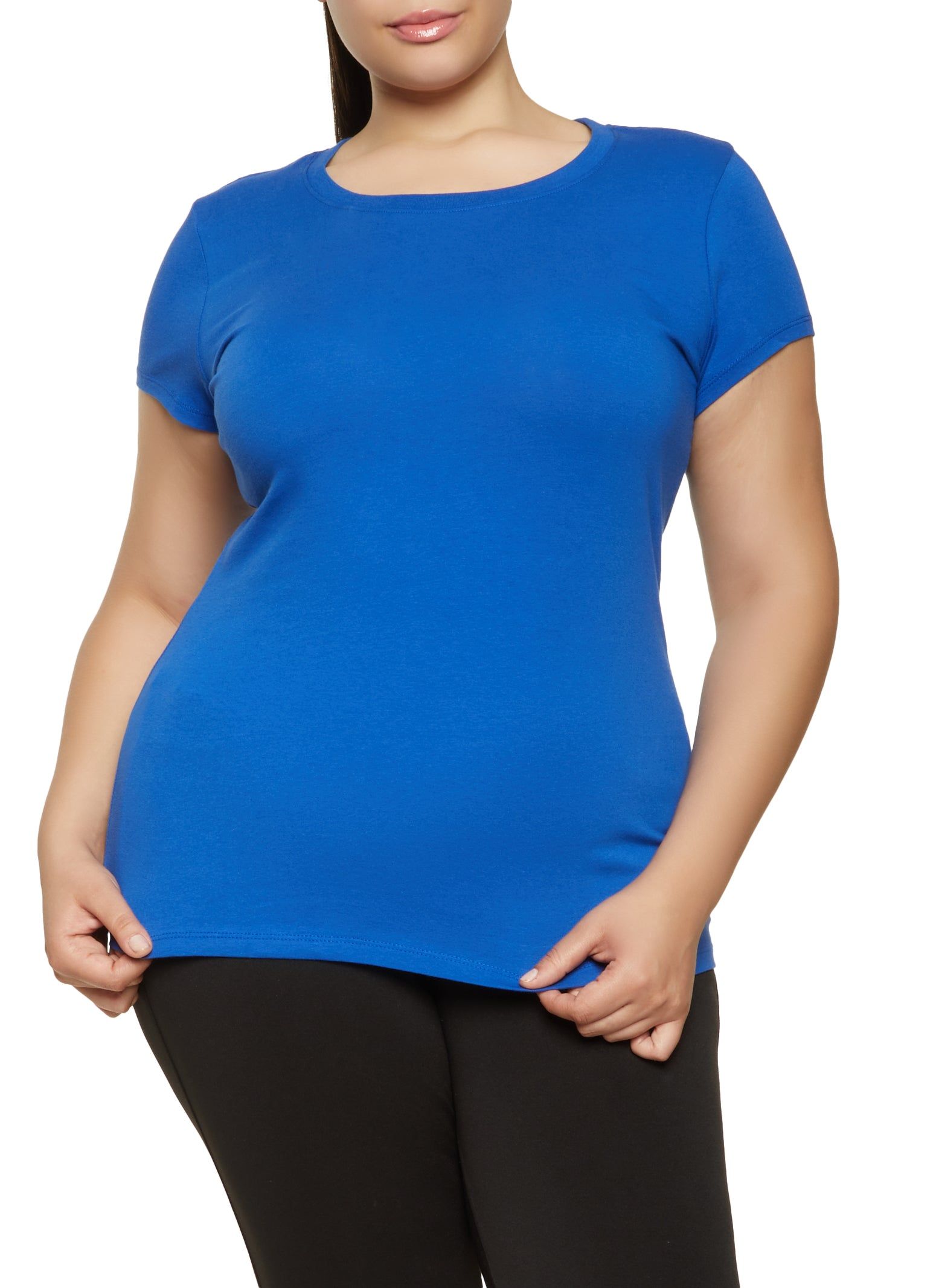 Plus Size Solid Crew Neck Tee sold by Rainbow