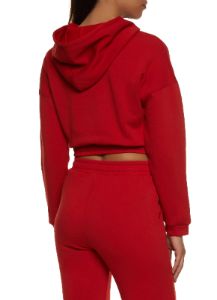 Fleece Faux Drawstring Cropped Sweatshirt sold by Rainbow