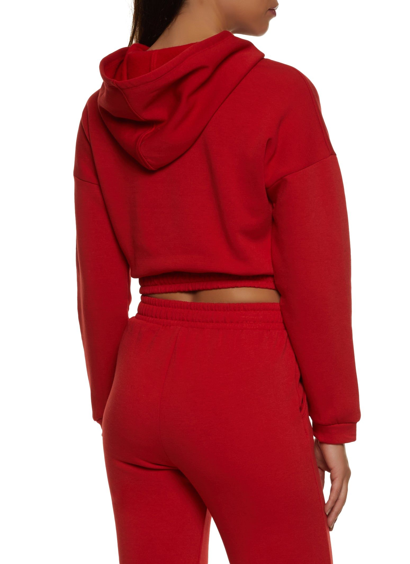 Fleece Faux Drawstring Cropped Sweatshirt sold by Rainbow product image thumbnail 3