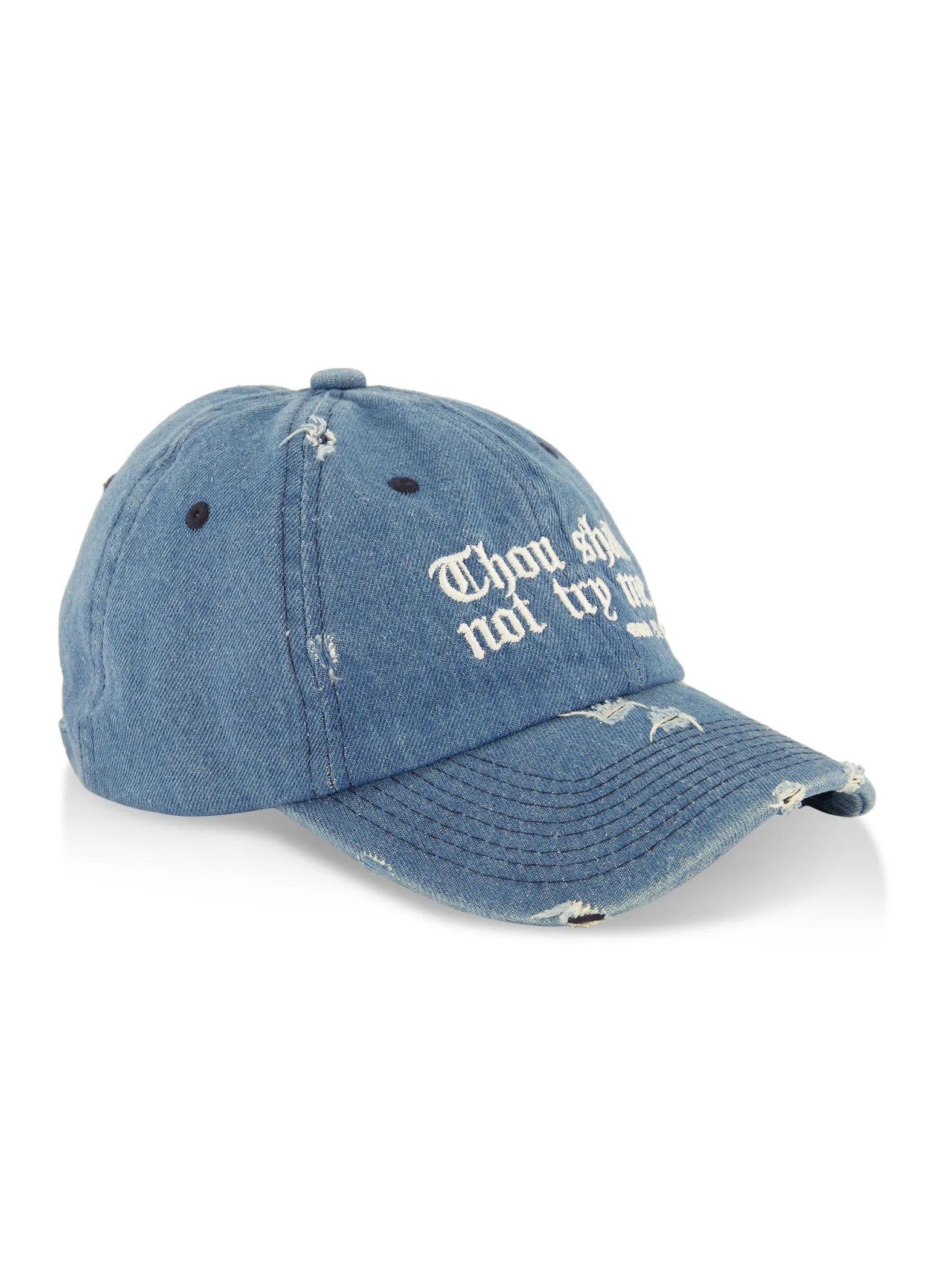 Thou Shall Not Try Me Distressed Baseball Cap sold by Rainbow product image thumbnail 2