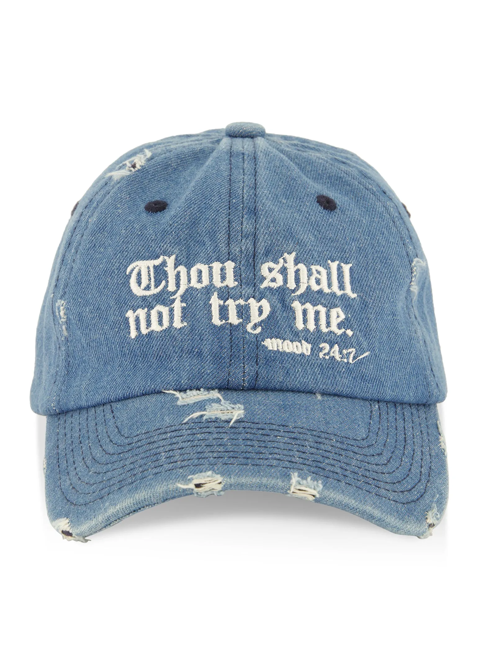 Thou Shall Not Try Me Distressed Baseball Cap sold by Rainbow product image thumbnail 3