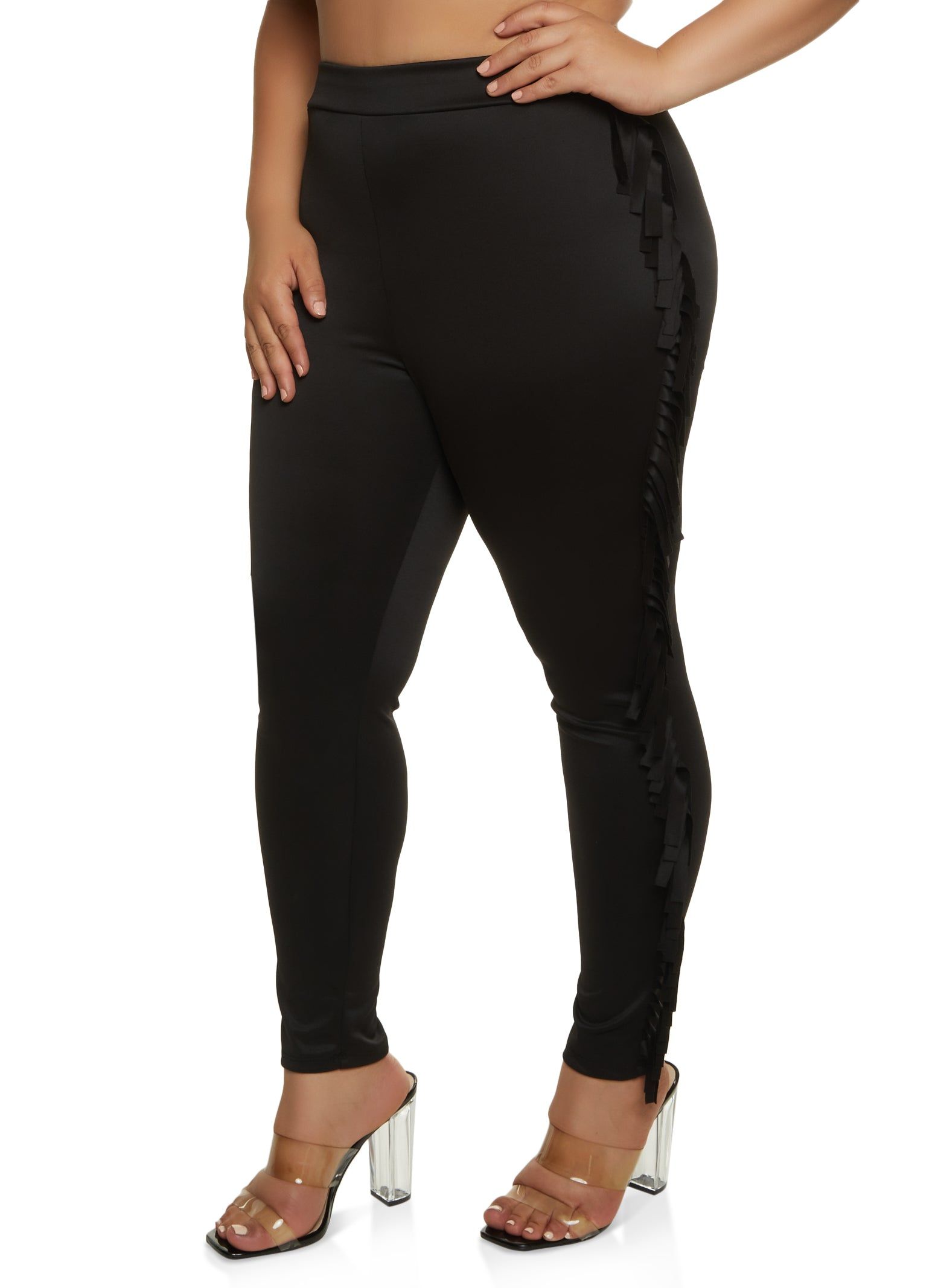 Plus Size Side Fringe Pull On Pants sold by Rainbow