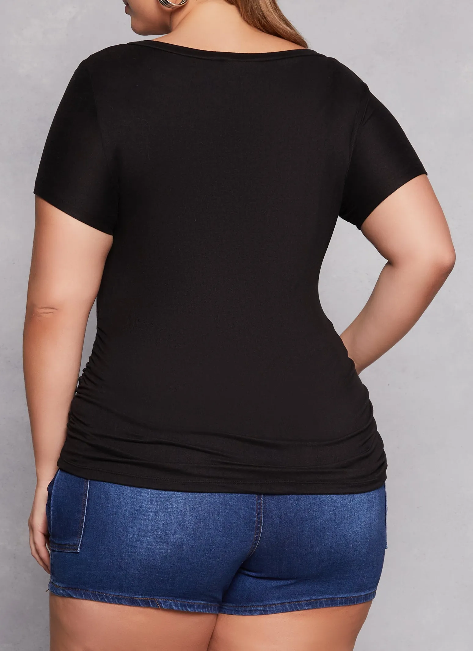 Plus Size Basic V Neck Ruched Side Tee sold by Rainbow product image thumbnail 3