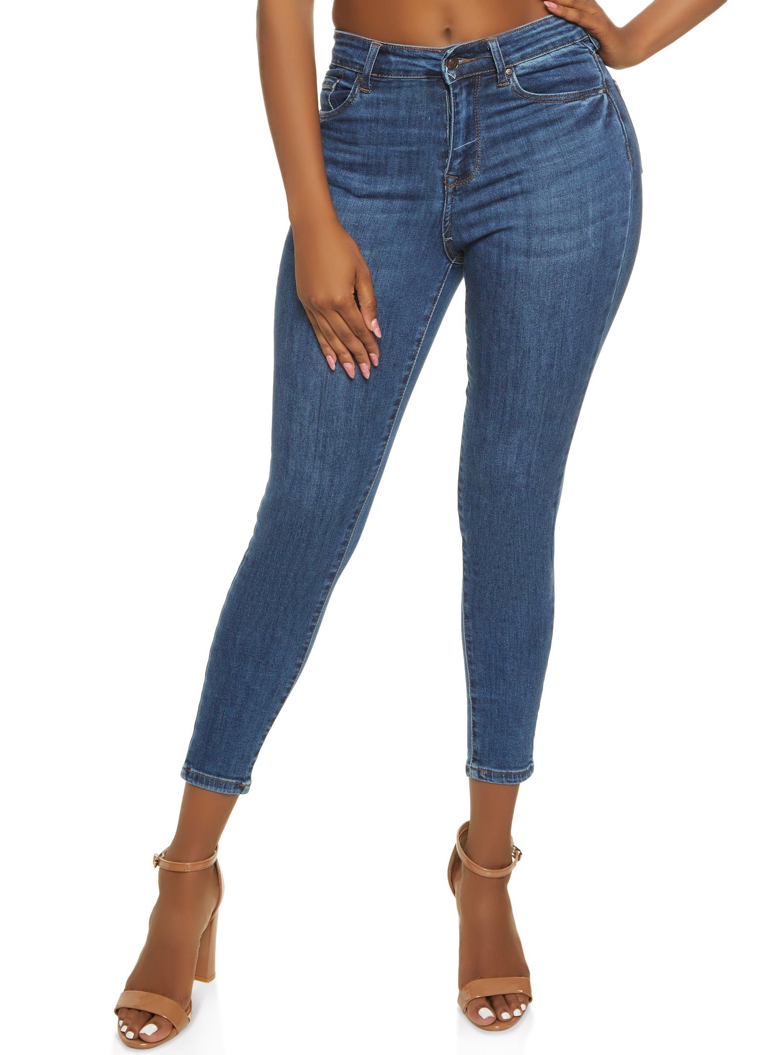 WAX High Rise Solid Cropped Skinny Jeans sold by Rainbow