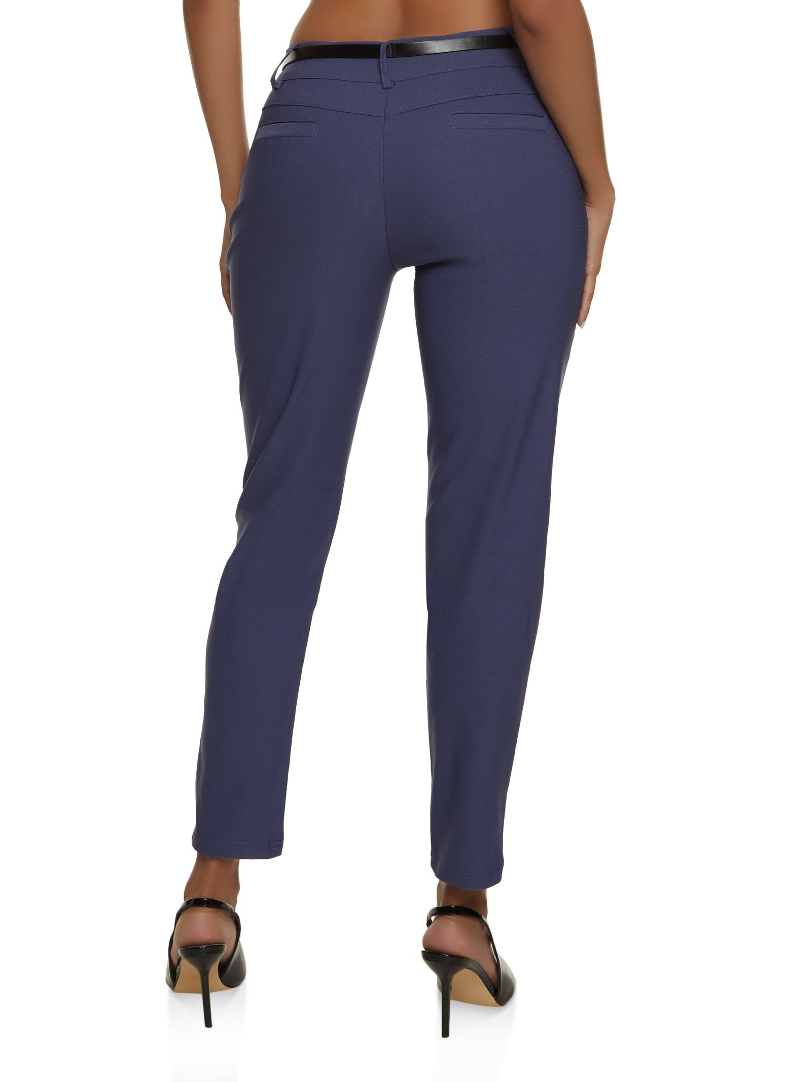 Solid Belted Skinny Leg Dress Pants sold by Rainbow product image thumbnail 2