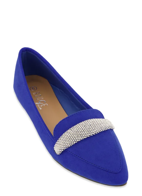 Rhinestone Band Detail Pointed Toe Flats sold by Rainbow