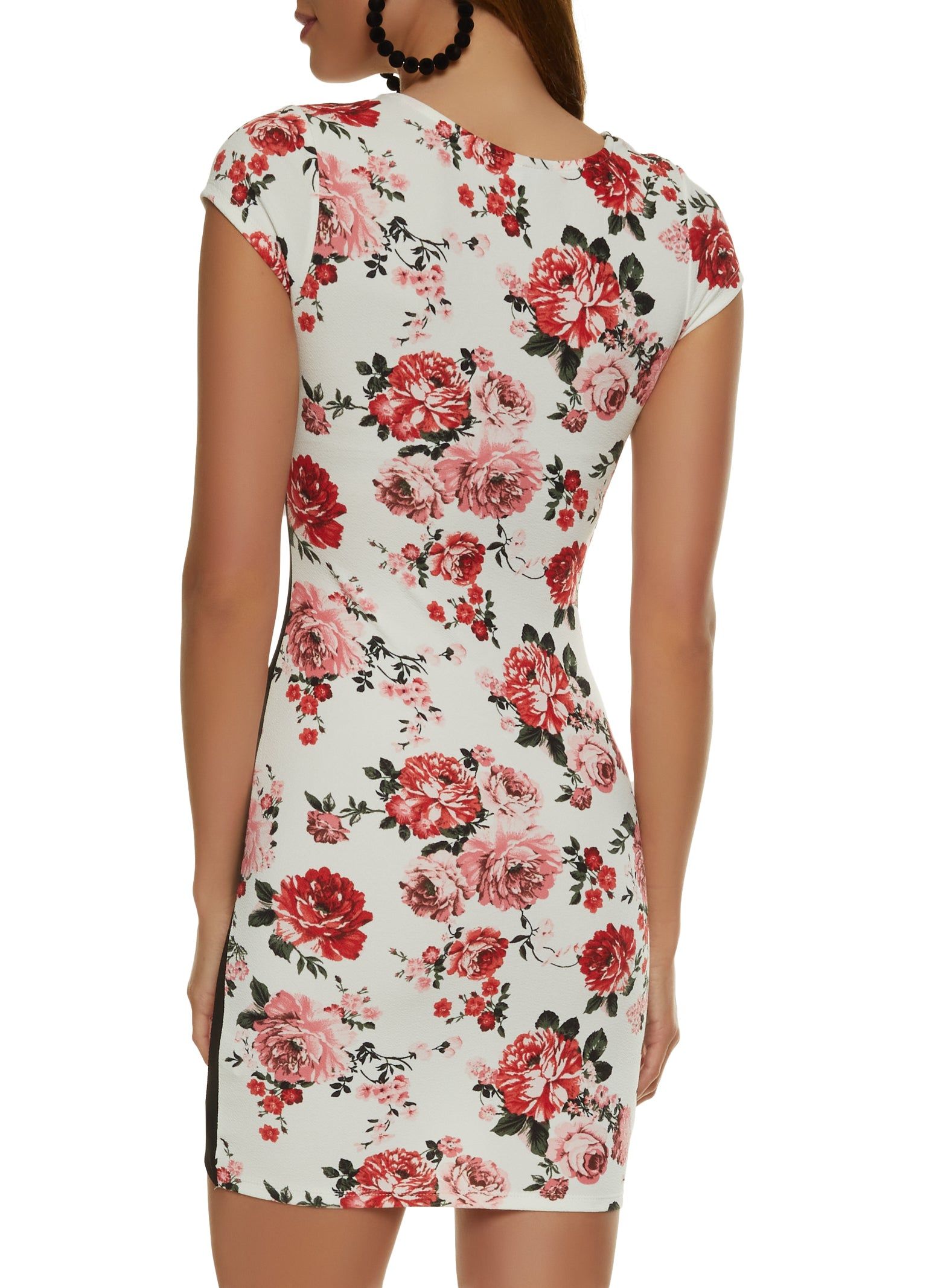 Contrast Trim Floral Print Tulip Hem Mini Dress sold by Rainbow product image thumbnail 3