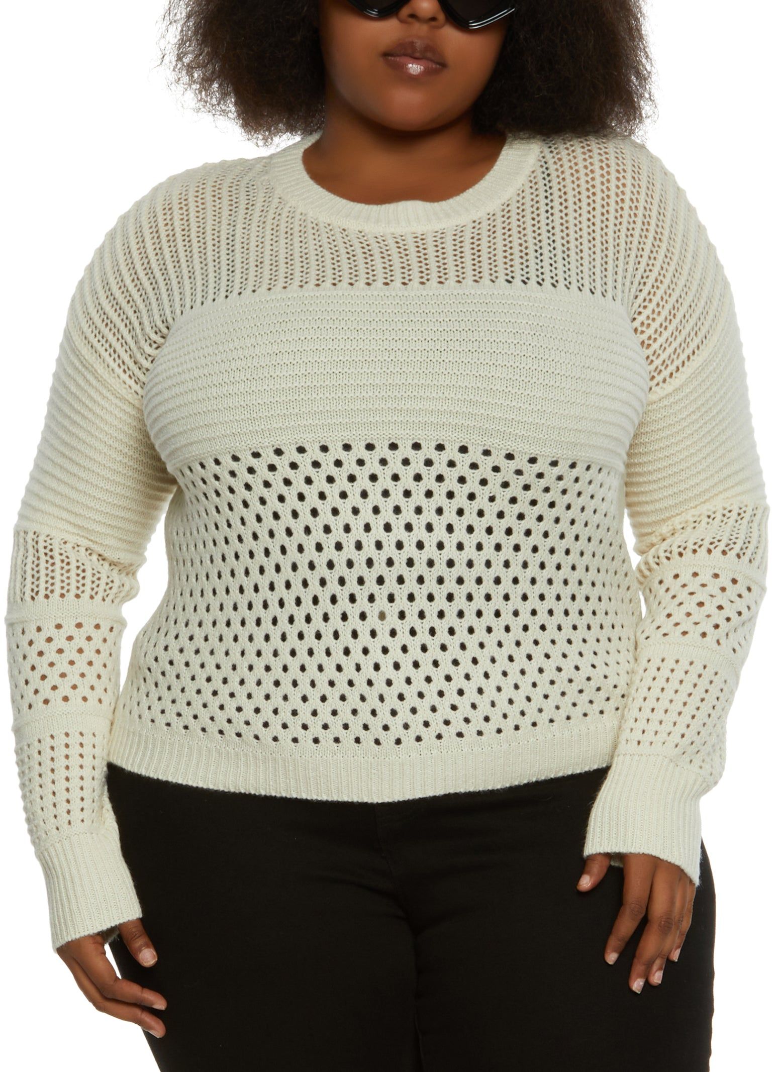 Plus Size Pointelle Knit Pullover Sweater sold by Rainbow product image thumbnail 2
