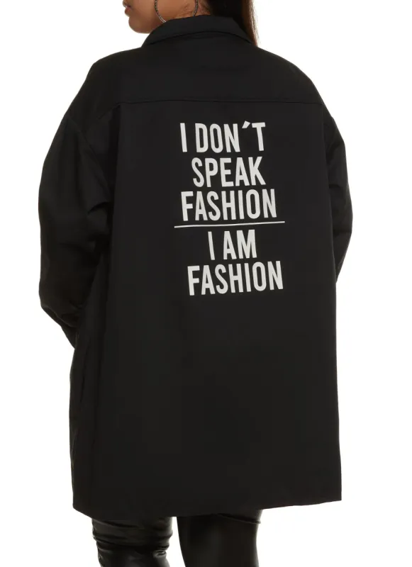 Plus Size I Am Fashion Twill Shacket sold by Rainbow
