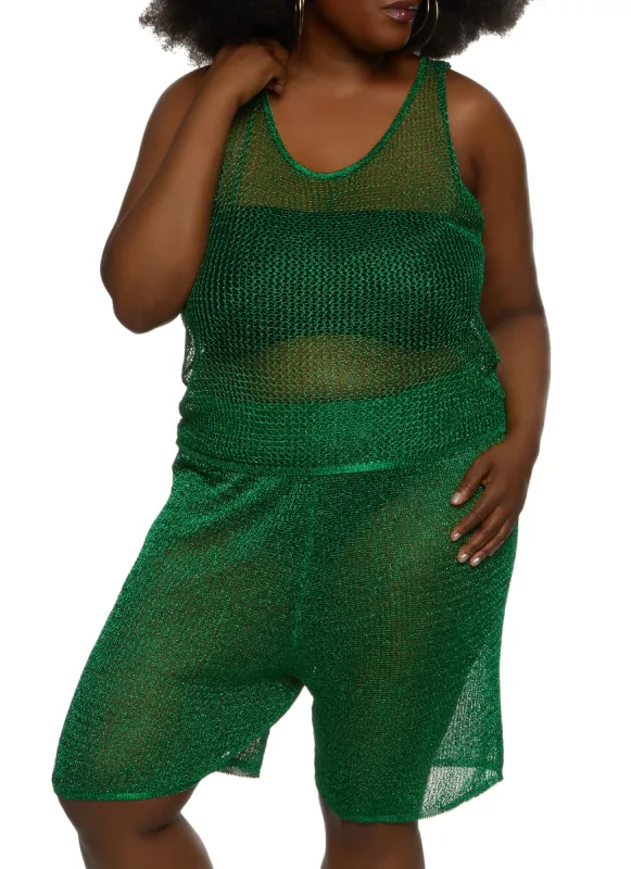Plus Size Lurex Fishnet Tank Top sold by Rainbow