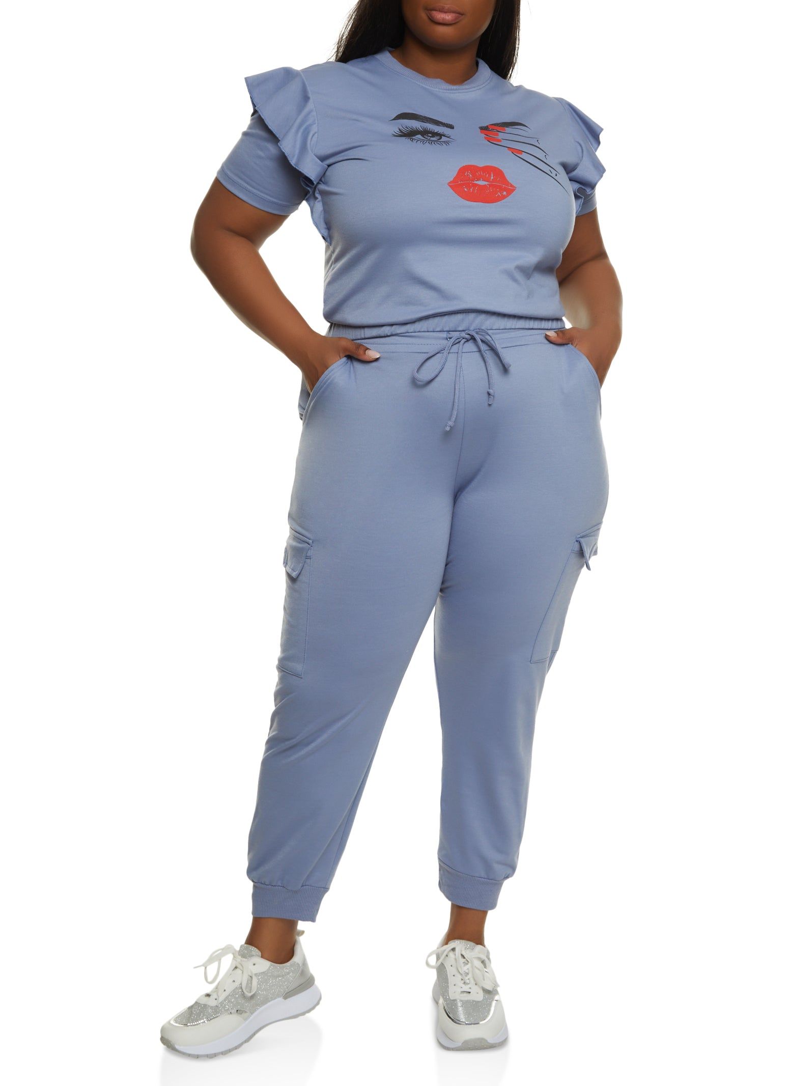 Plus Size Ruffle Short Sleeve Graphic T-Shirt sold by Rainbow product image thumbnail 2