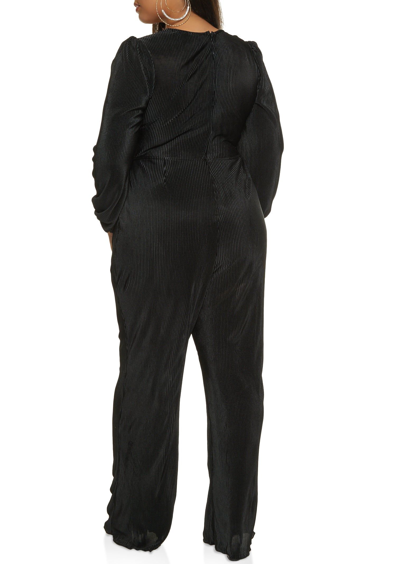 Plus Size Plisse Cut Out Plunge Jumpsuit sold by Rainbow product image thumbnail 2