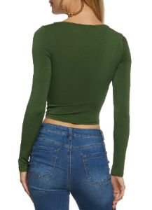 Cut Out Ruched Front Long Sleeve Top sold by Rainbow