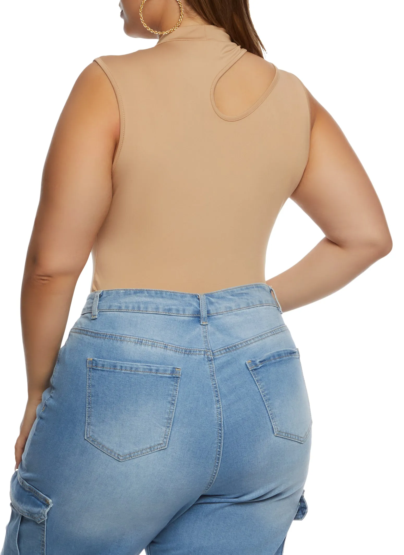 Plus Size Daisy Mock Neck Cut Out Tank Bodysuit sold by Rainbow product image thumbnail 3