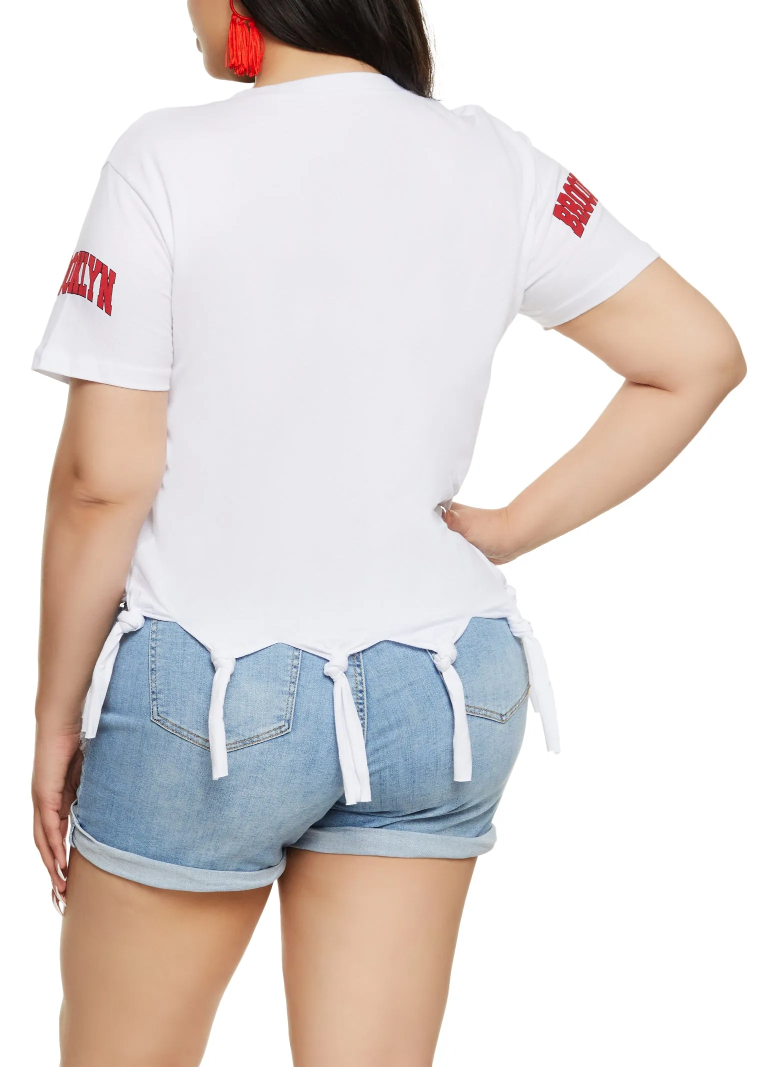 Plus Size Knotted Fringe Brooklyn New York Graphic T Shirt sold by Rainbow product image thumbnail 3