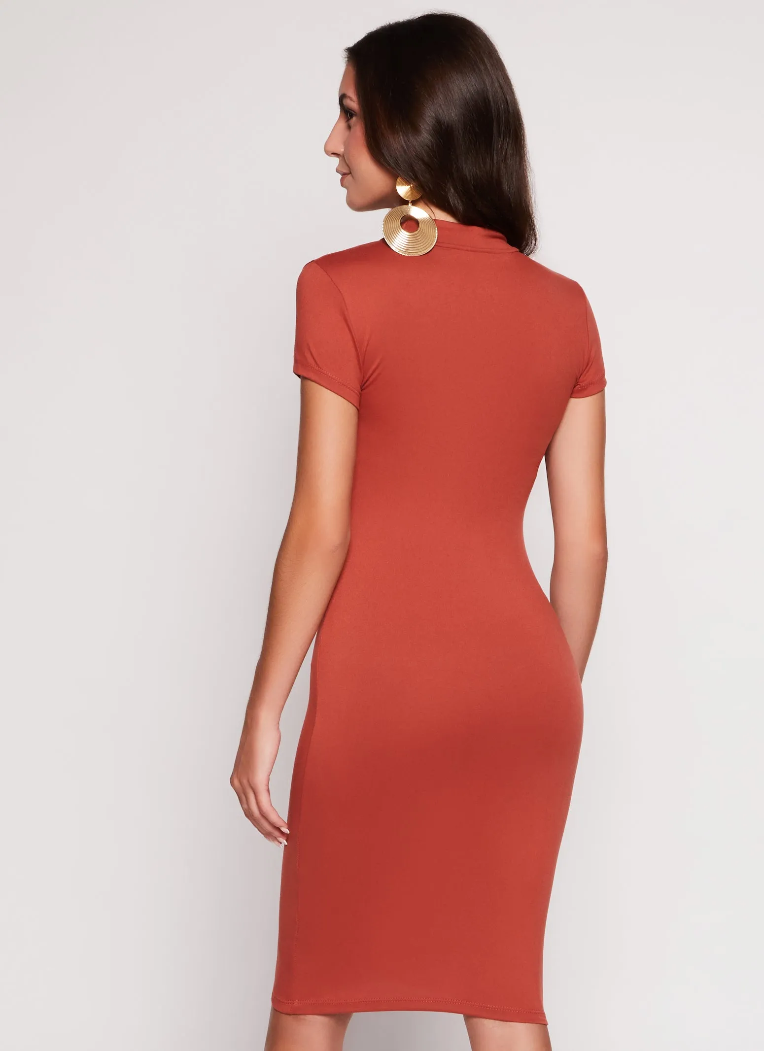 Solid Mock Neck Midi Dress sold by Rainbow product image thumbnail 3