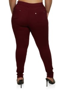 Plus Size Stretch Rhinestone Faux Button Pants sold by Rainbow