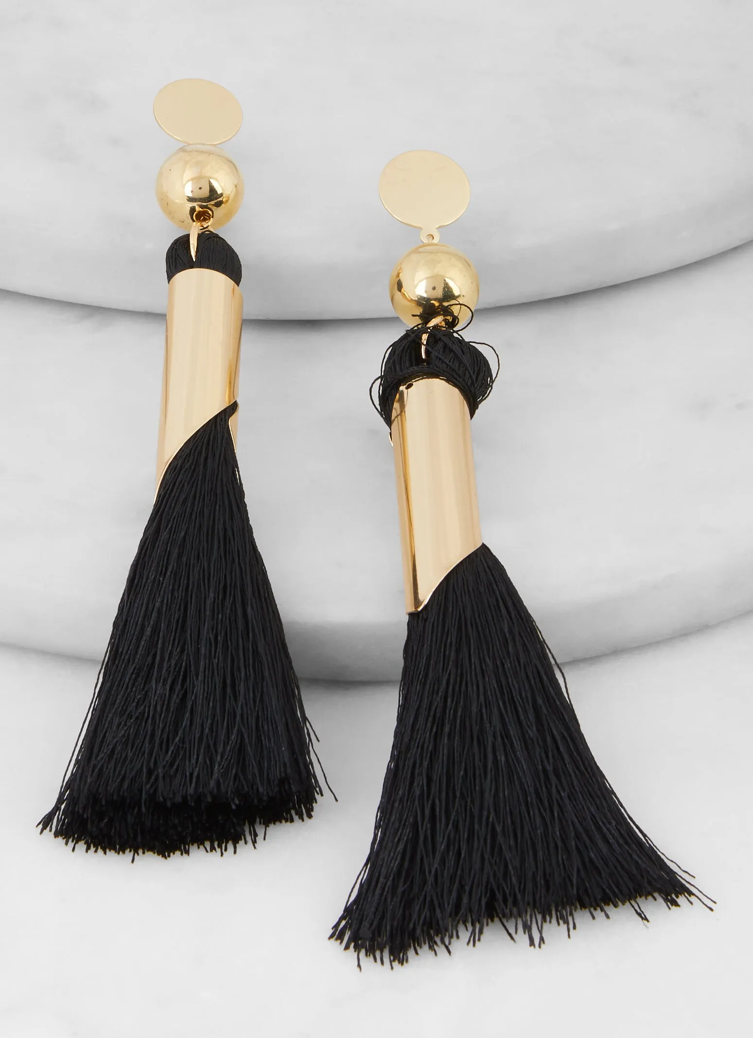 Metallic Tube Tassle Earrings sold by Rainbow product image thumbnail 2