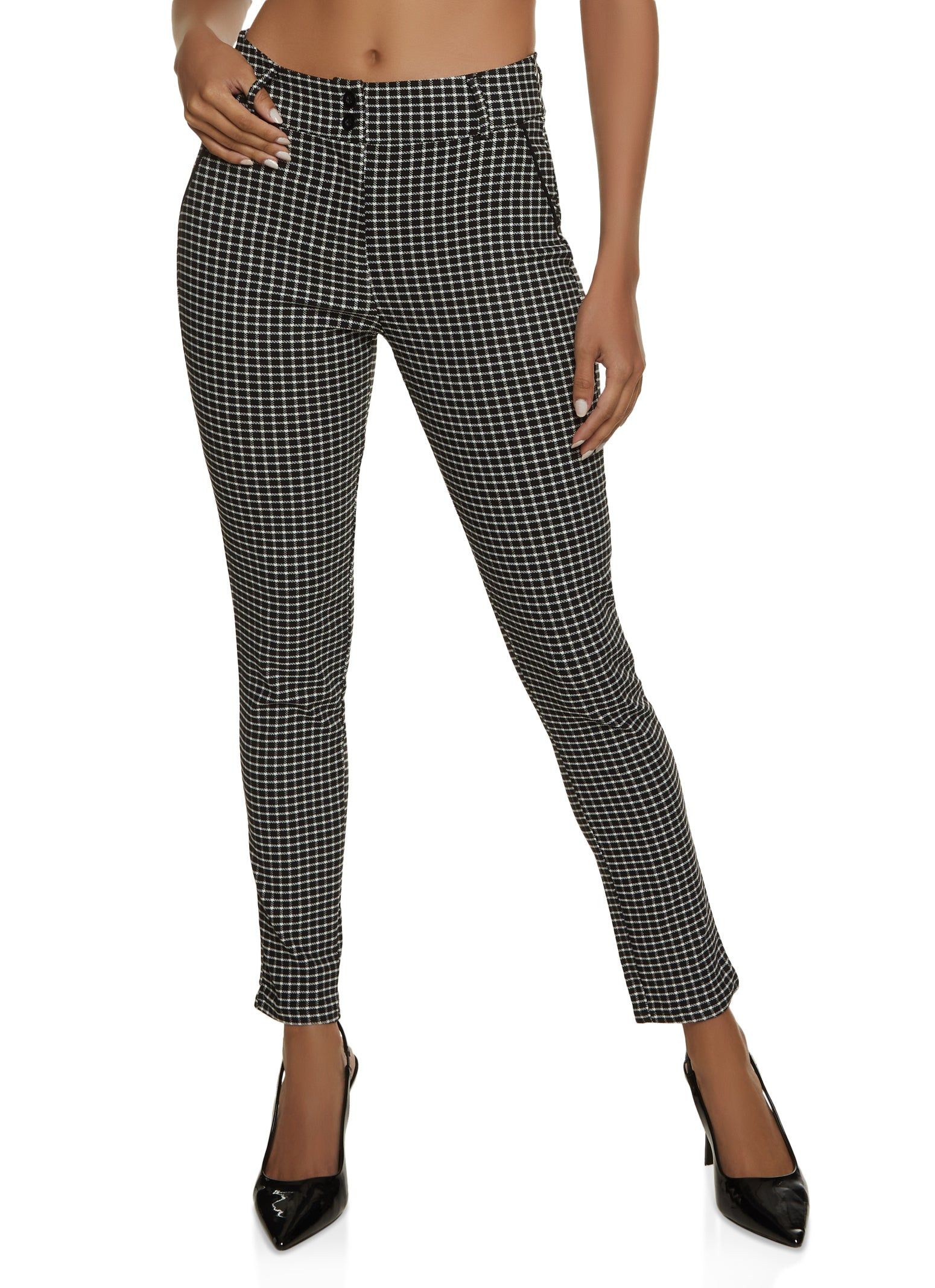 Plaid Faux Pocket Dress Pants sold by Rainbow