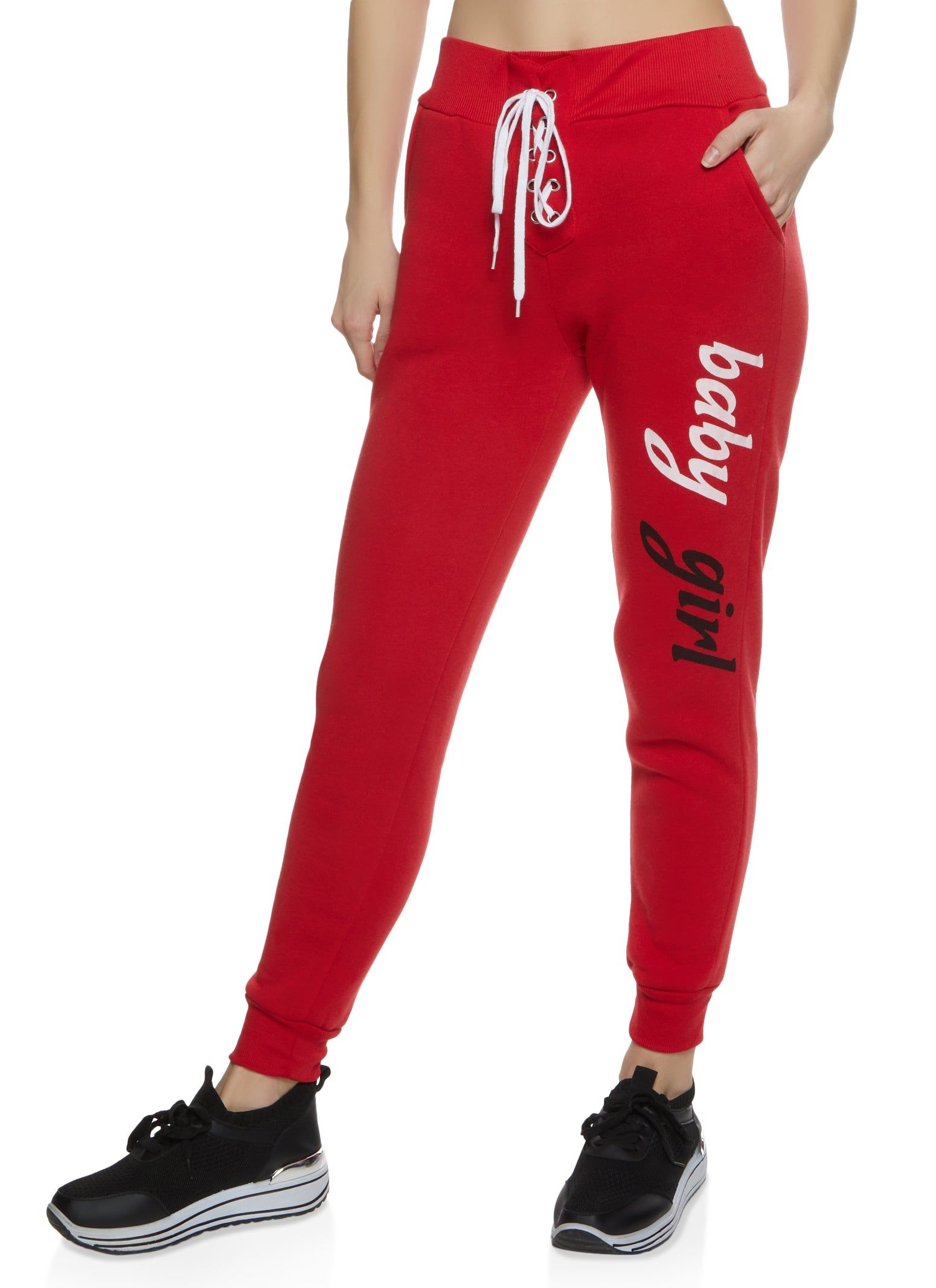 Baby Girl Lace Up High Waist Joggers sold by Rainbow