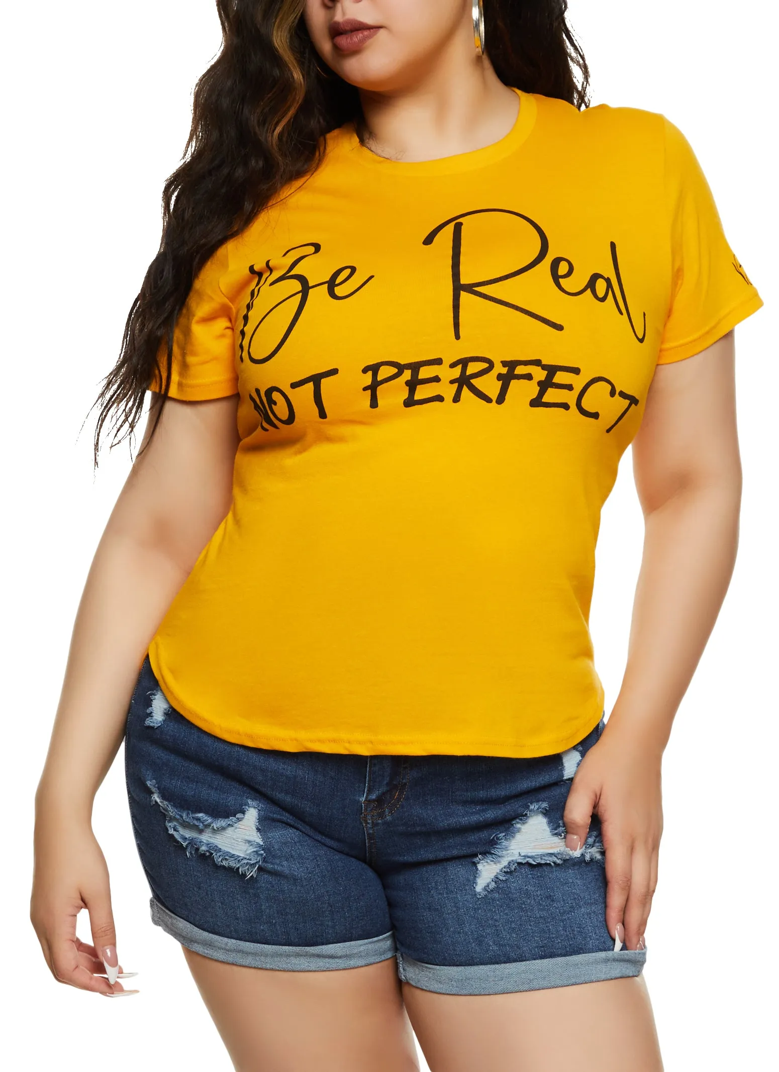 Plus Size Be Real Not Perfect Graphic T Shirt sold by Rainbow product image thumbnail 2