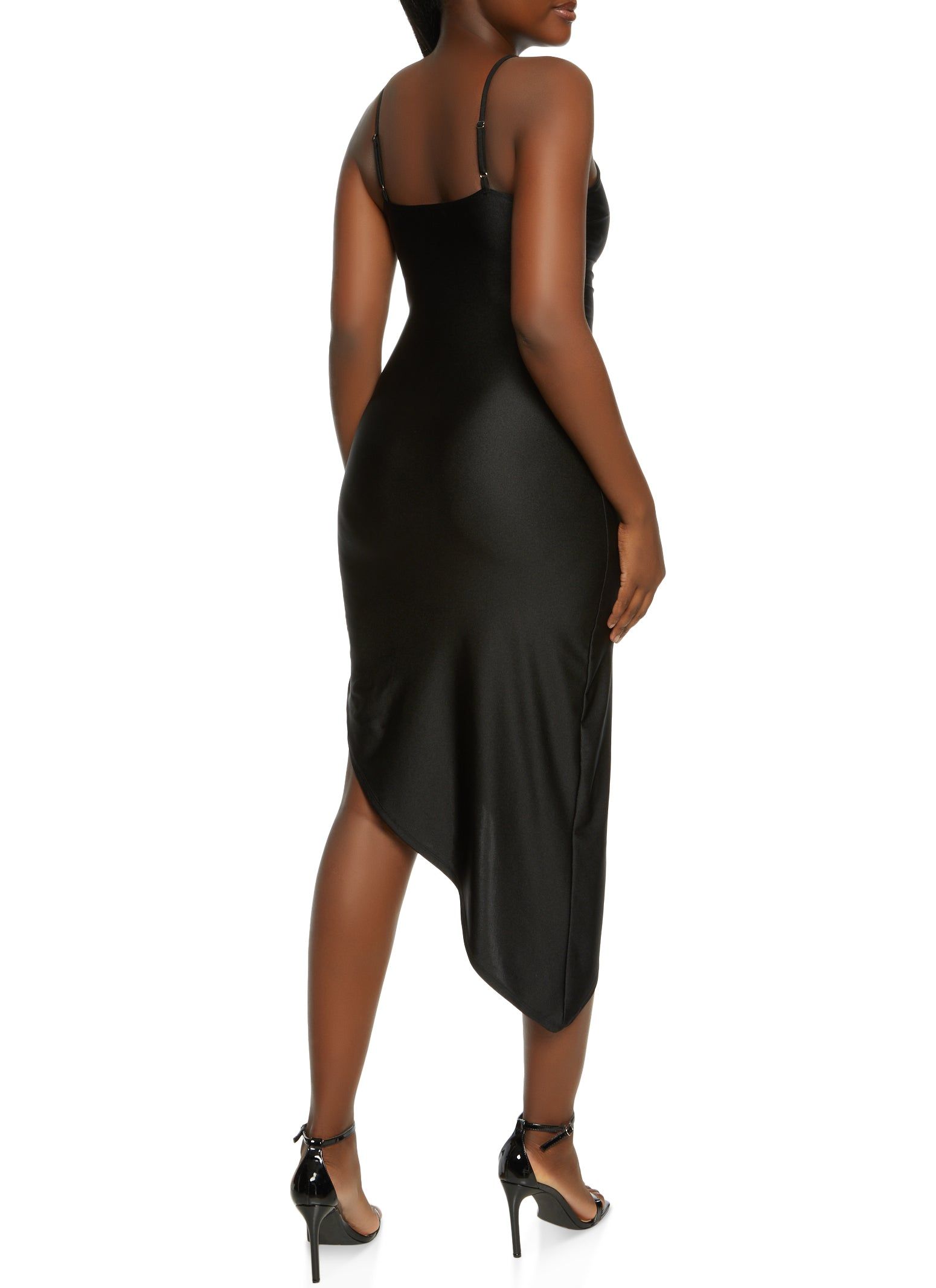 Spandex Ruched Side Asymmetrical Midi Dress sold by Rainbow product image thumbnail 3