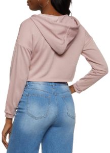 Solid Zip Front Cropped Hoodie sold by Rainbow