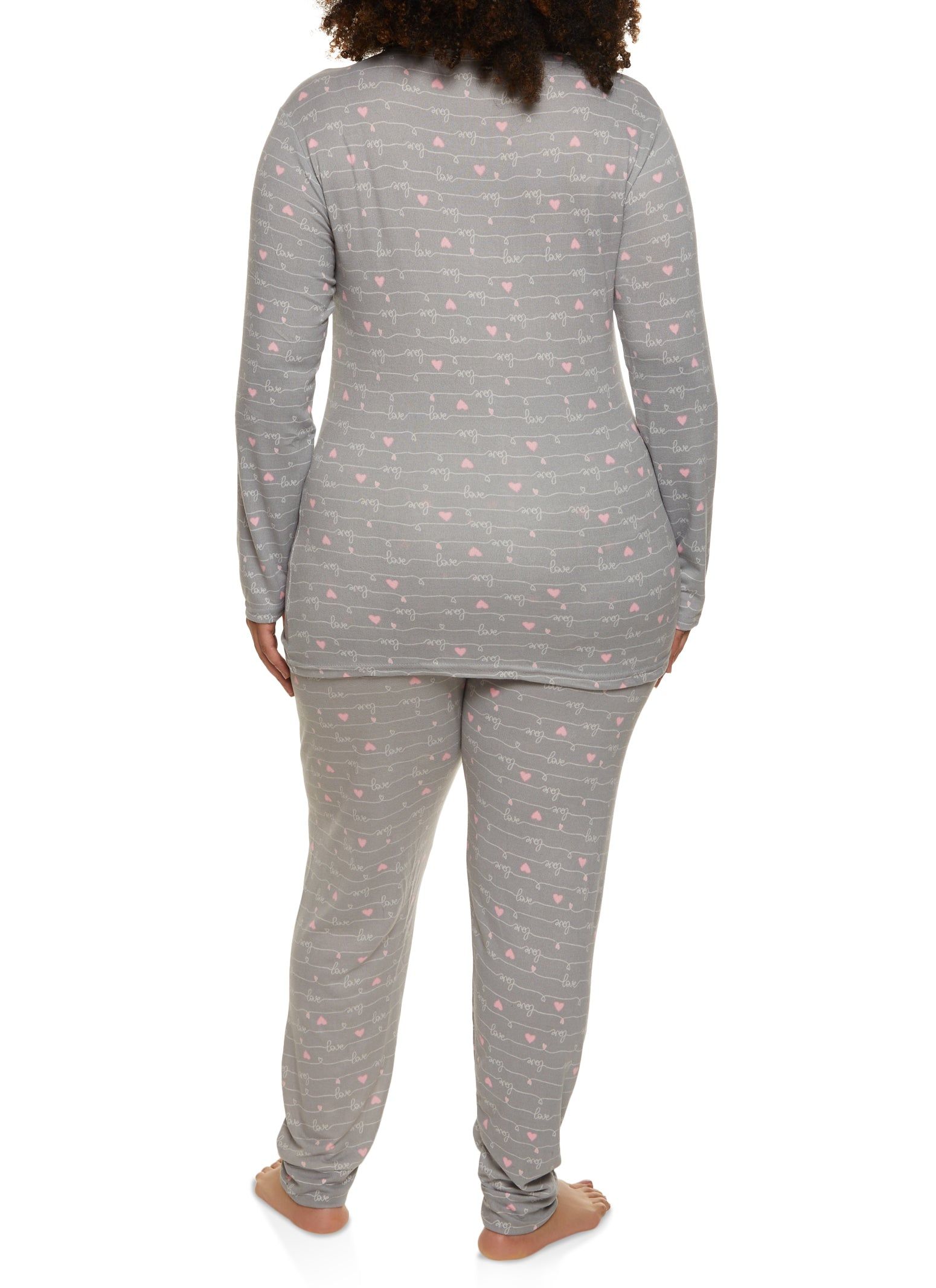 Plus Size Love Heart Print Pajama Top and Pants sold by Rainbow product image thumbnail 3