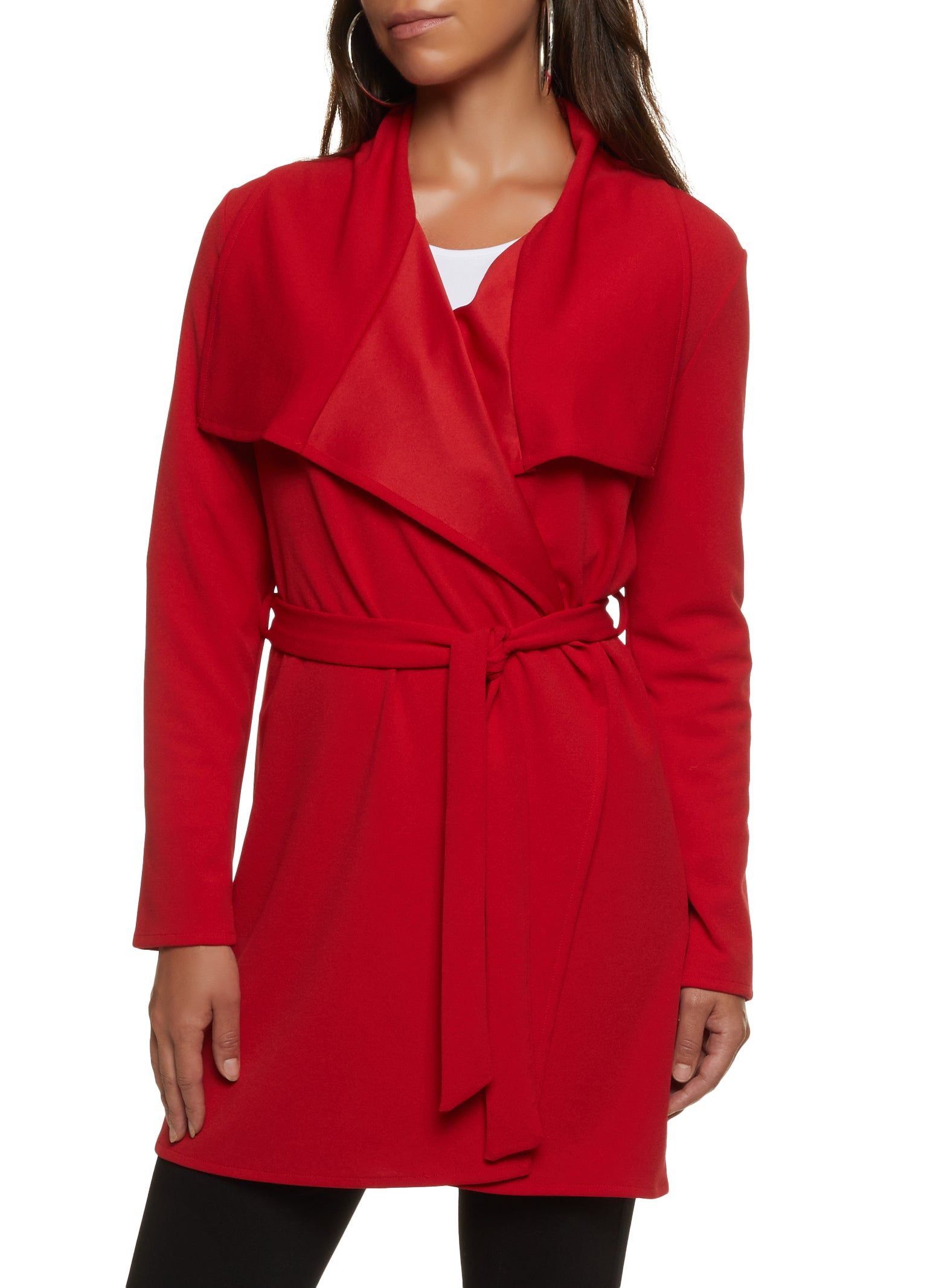 Crepe Knit Draped Collar Wrap Coat sold by Rainbow