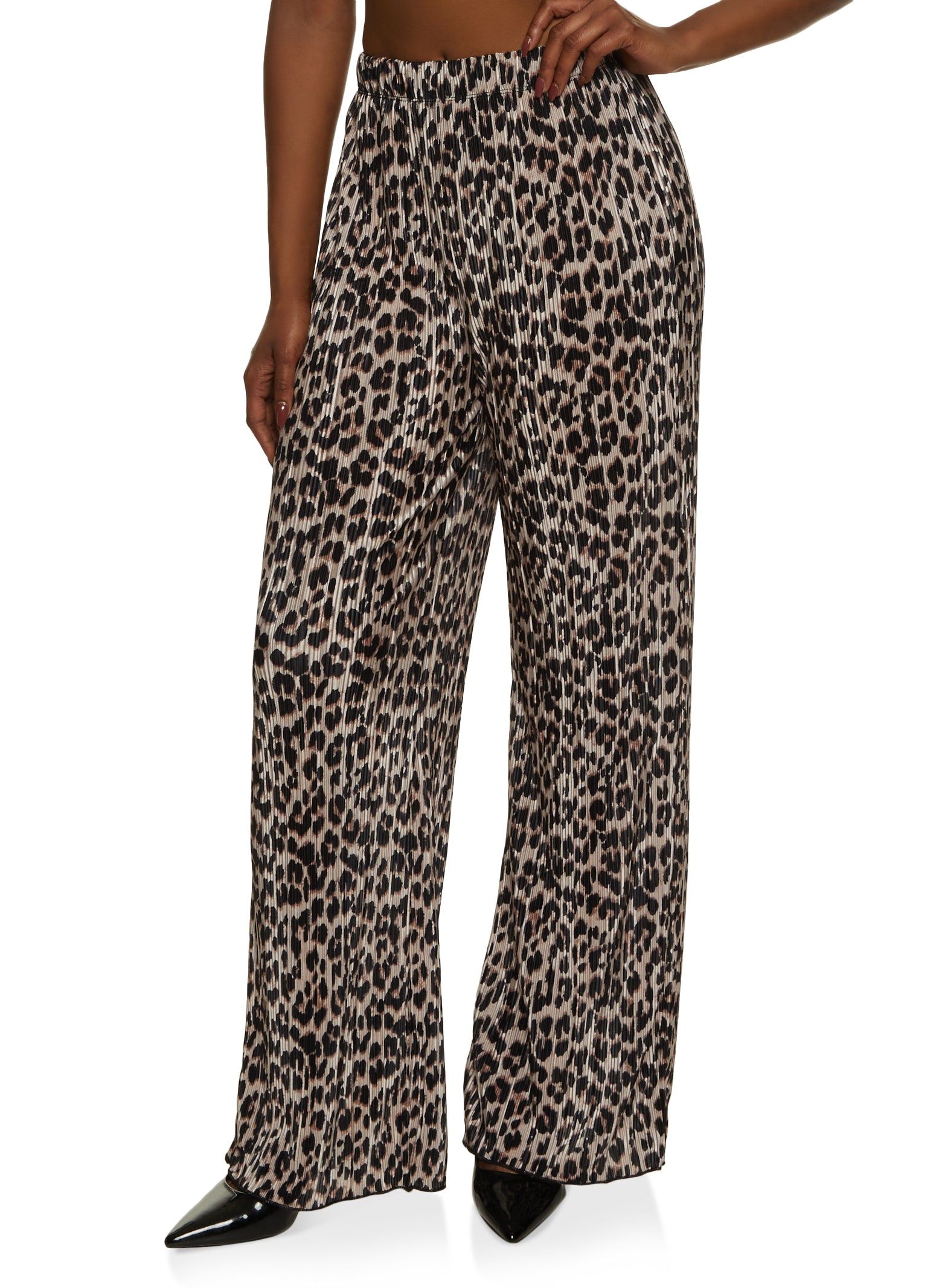 Plisse Printed Wide Leg Pants sold by Rainbow