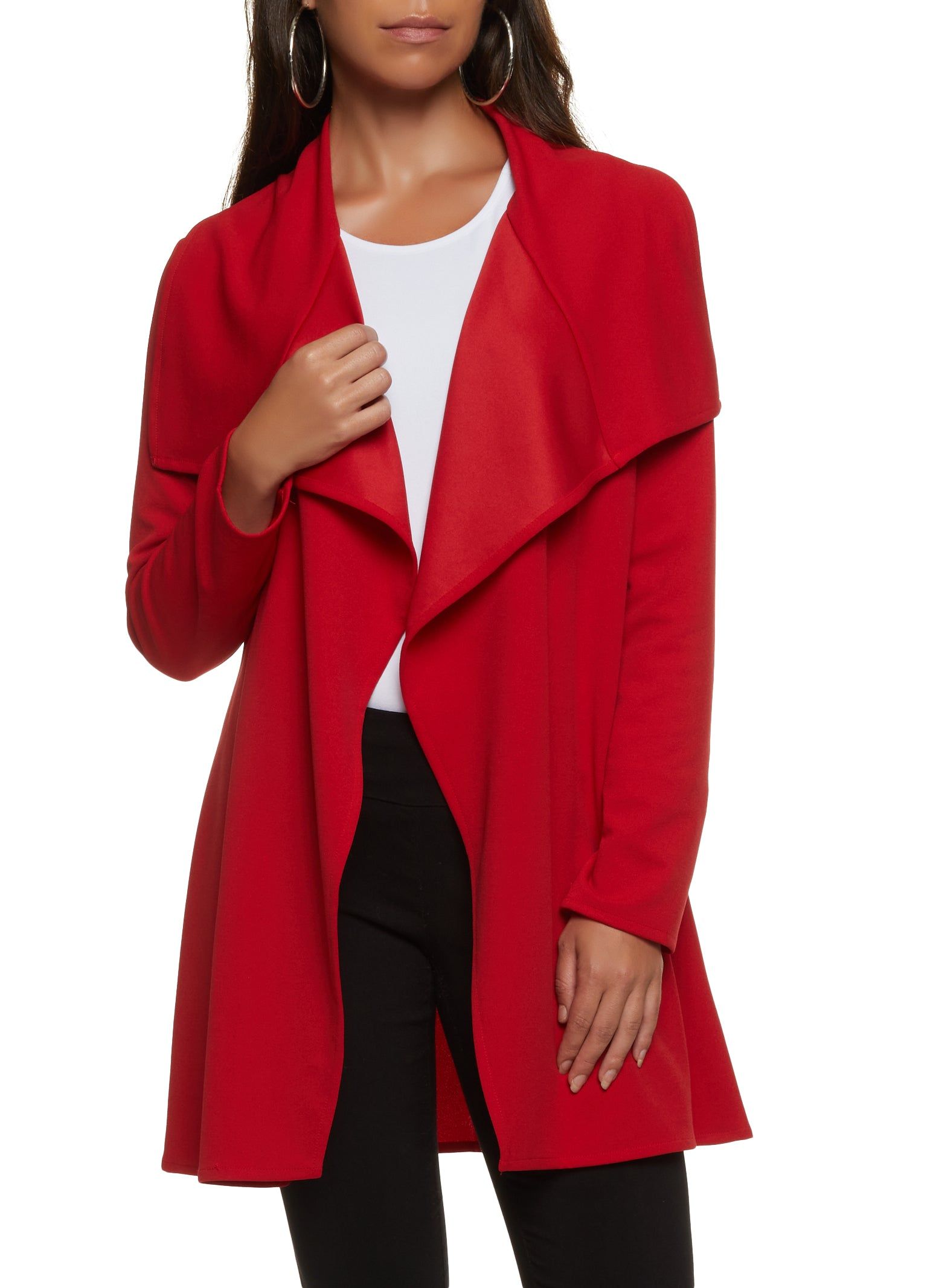 Crepe Knit Draped Collar Wrap Coat sold by Rainbow product image thumbnail 2