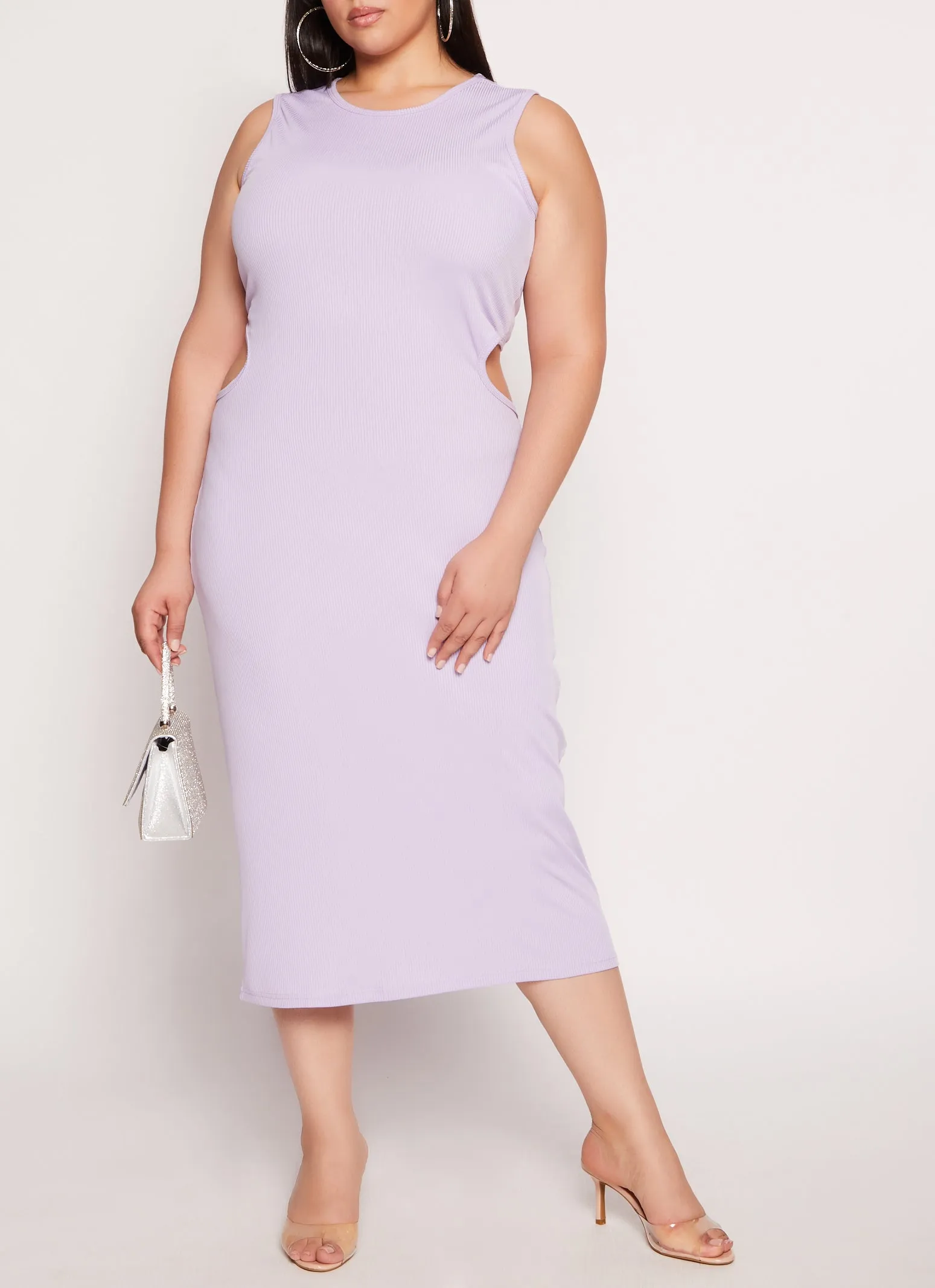 Plus Size Ribbed Knit Side Cut Out Back Tank Dress sold by Rainbow product image thumbnail 2
