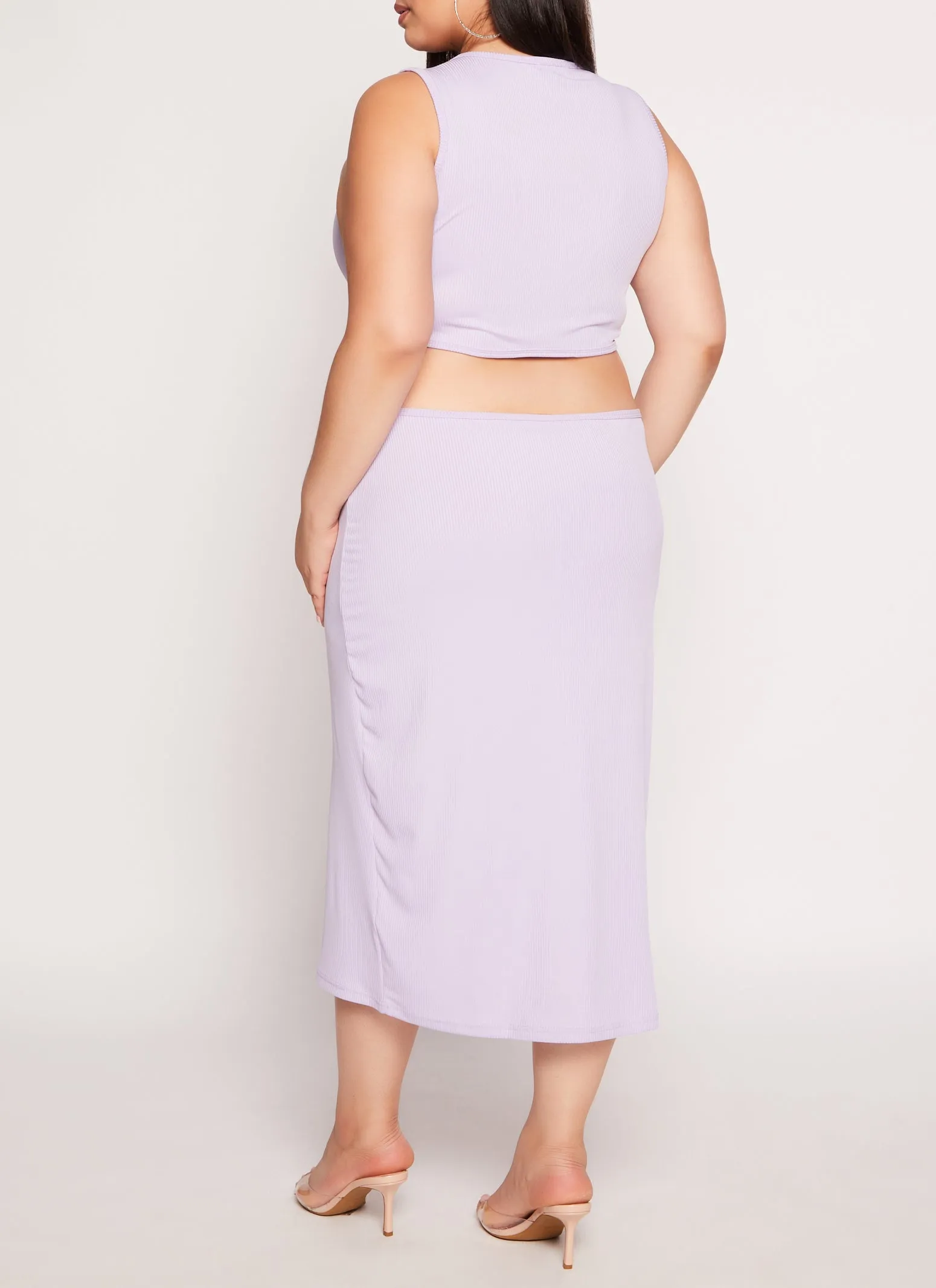 Plus Size Ribbed Knit Side Cut Out Back Tank Dress sold by Rainbow product image thumbnail 3