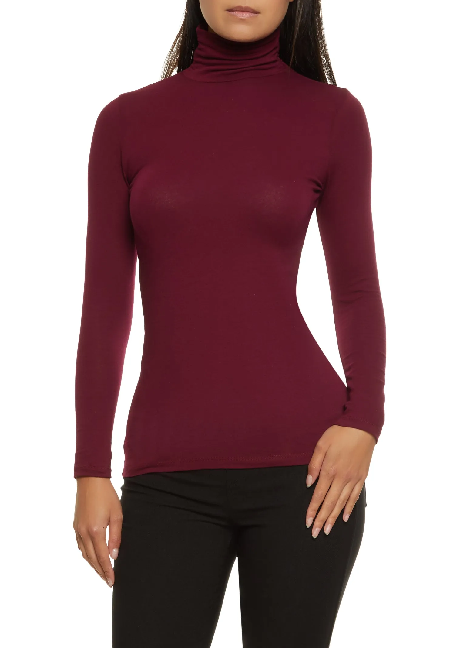Ruched Long Sleeve Turtleneck Top sold by Rainbow