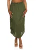 Plus Size Linen Toggle Drawstring Hem Cargo Skirt sold by Rainbow