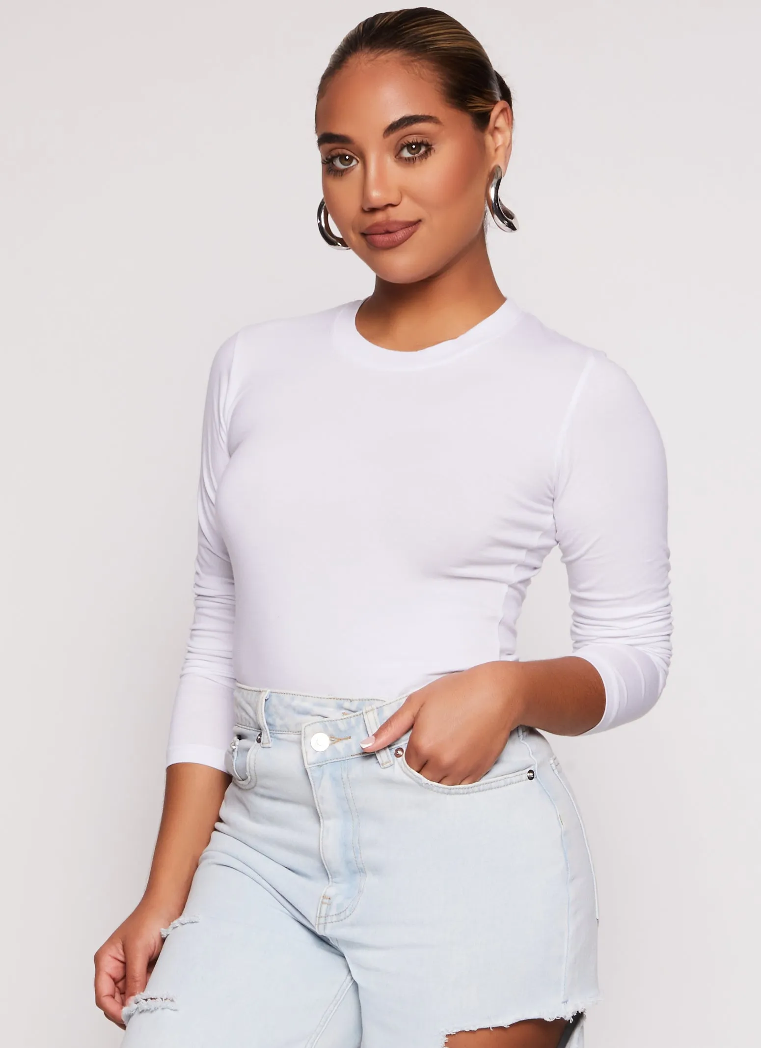 Basic Crew Neck Long Sleeve T Shirt sold by Rainbow