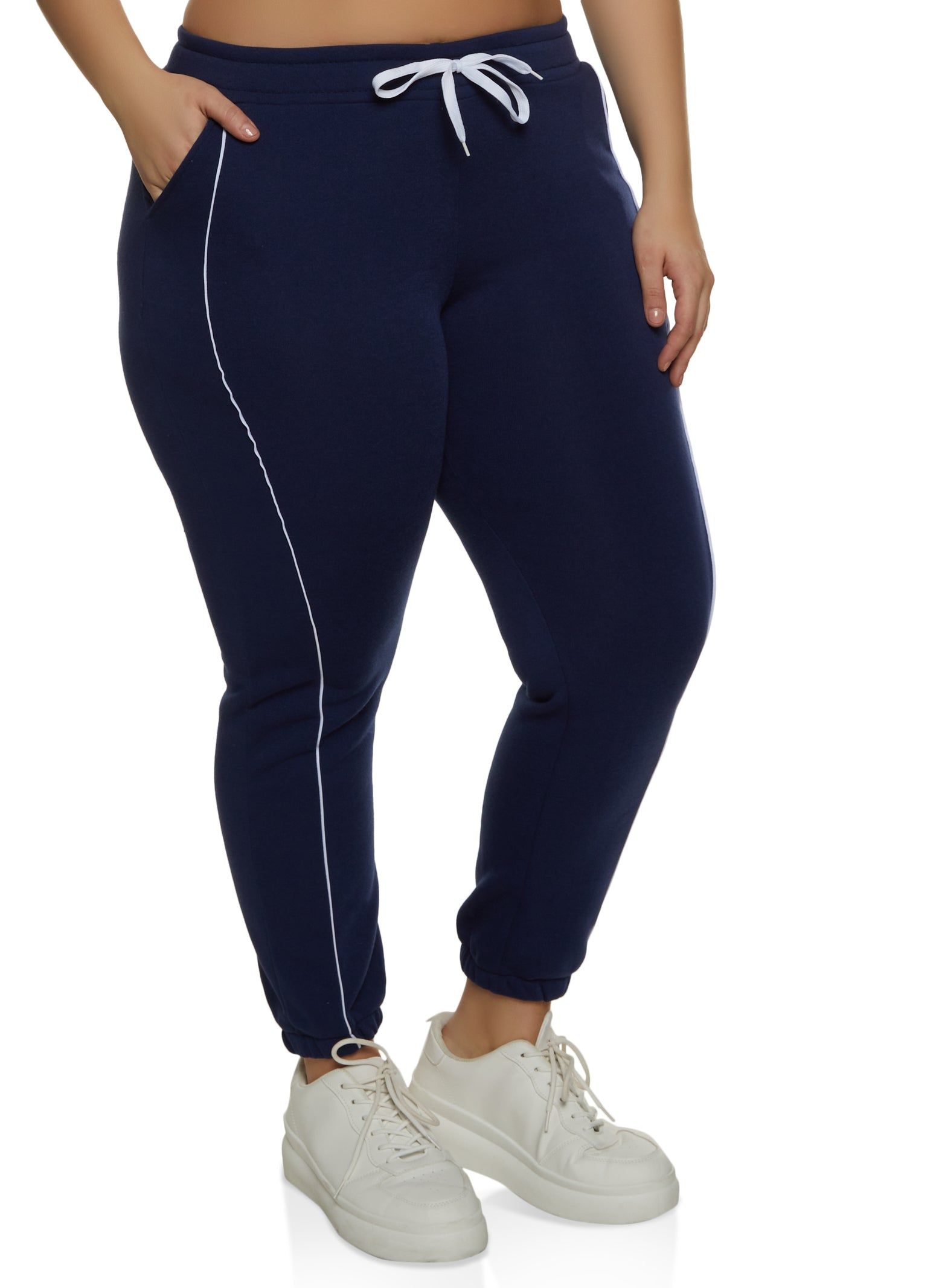 Plus Size Contrast Piping Sweatpants sold by Rainbow