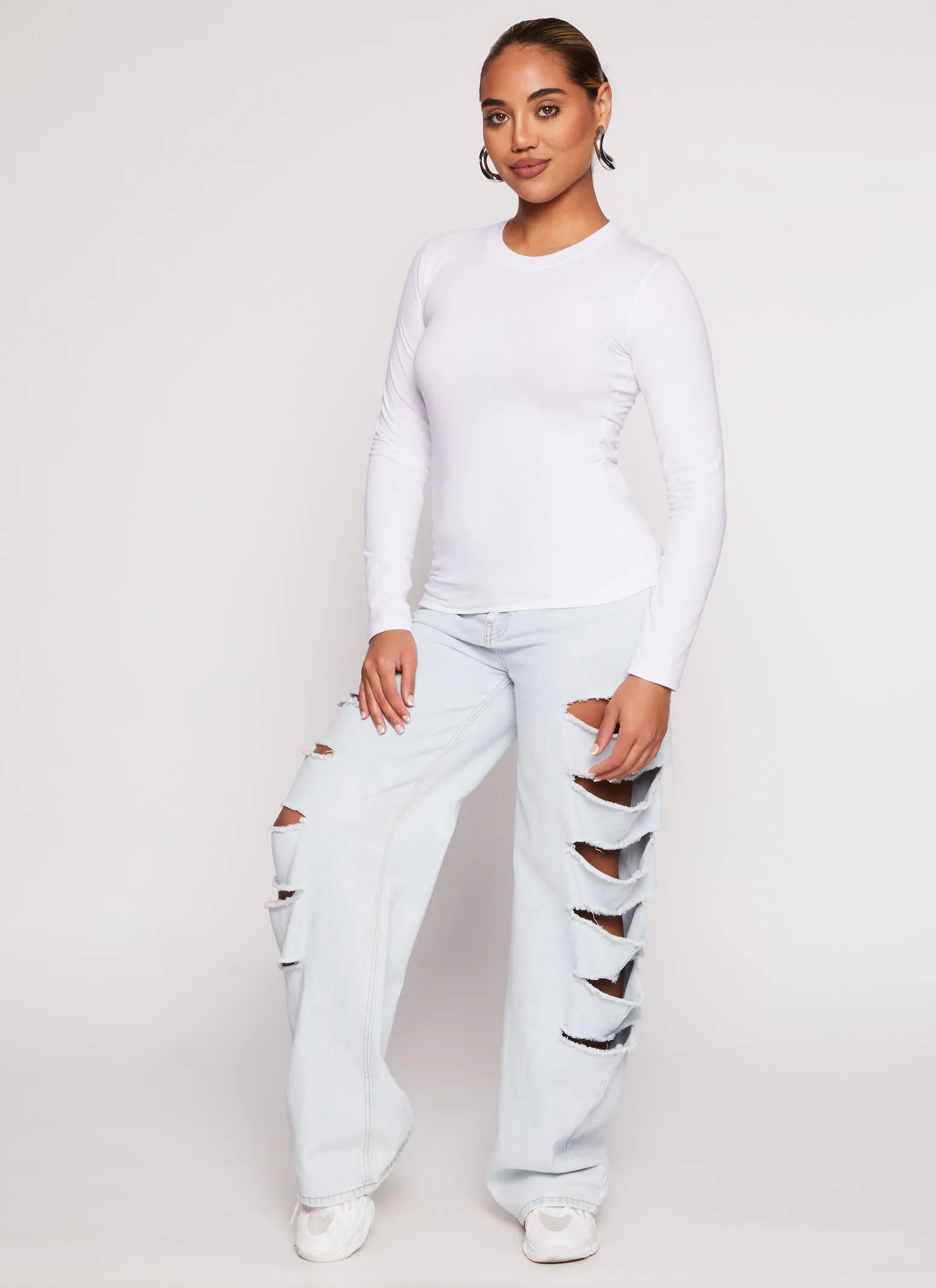 Basic Crew Neck Long Sleeve T Shirt sold by Rainbow product image thumbnail 2
