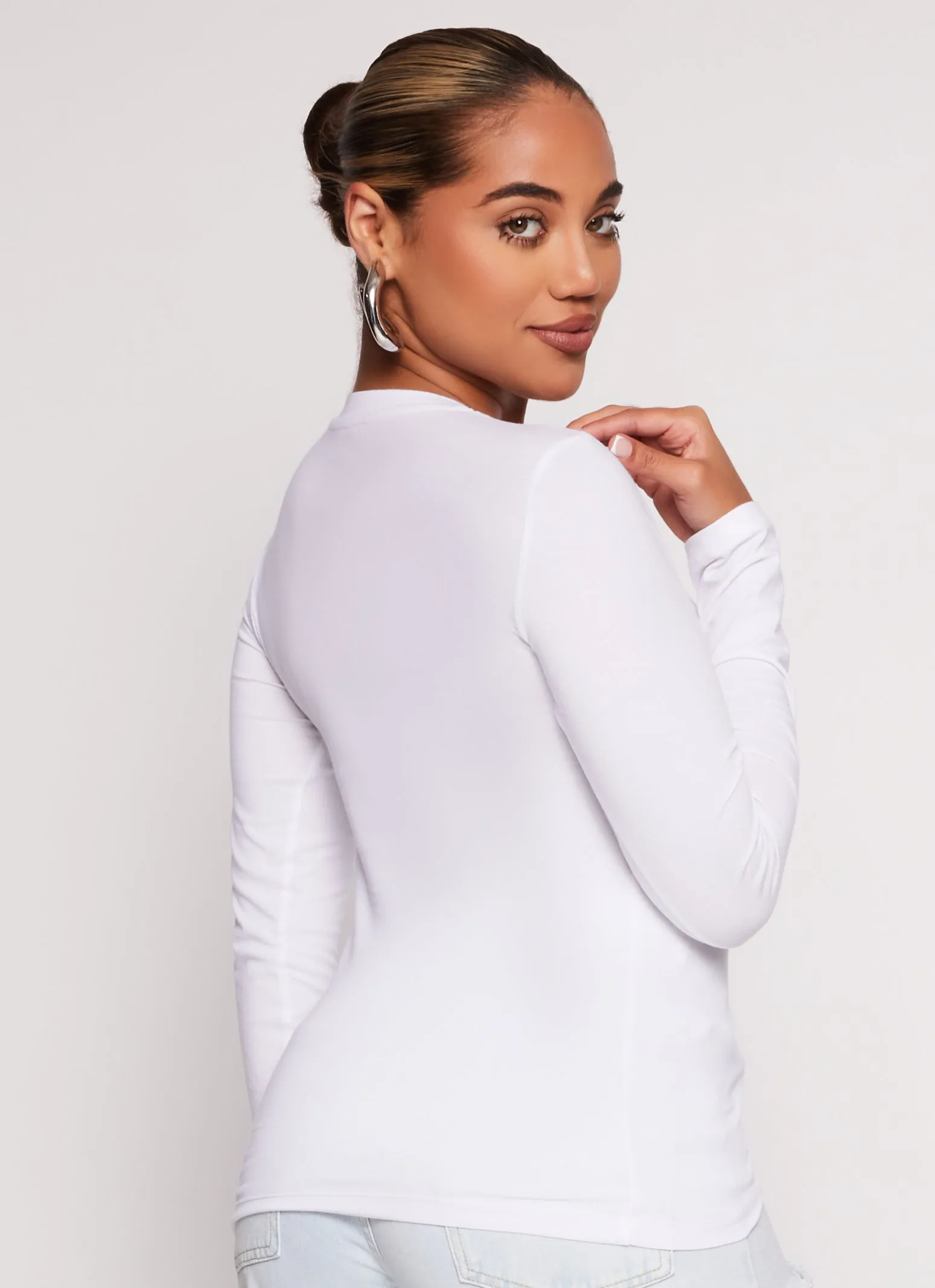 Basic Crew Neck Long Sleeve T Shirt sold by Rainbow product image thumbnail 3