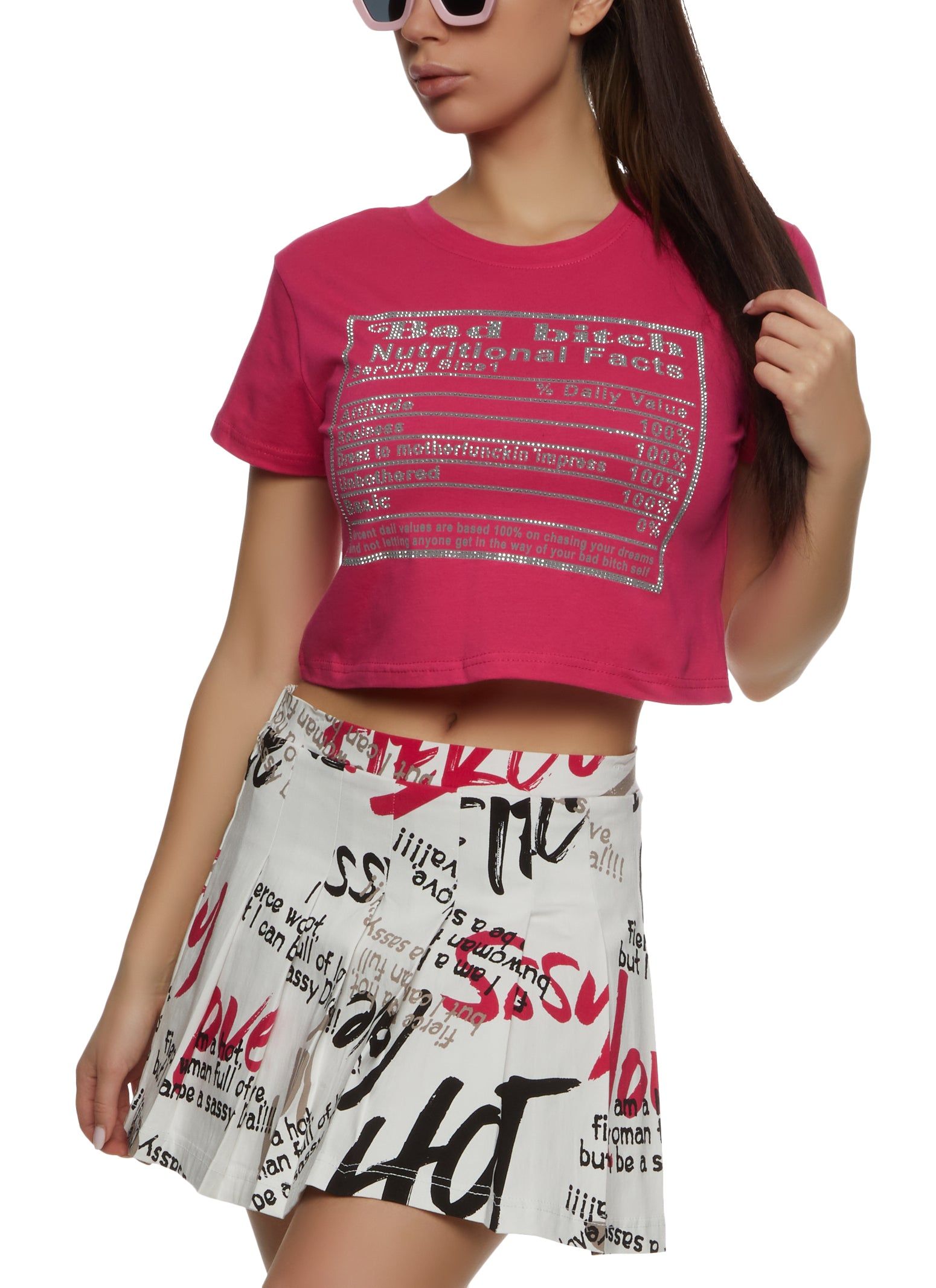 Nutritional Facts Rhinestone Graphic Tee sold by Rainbow