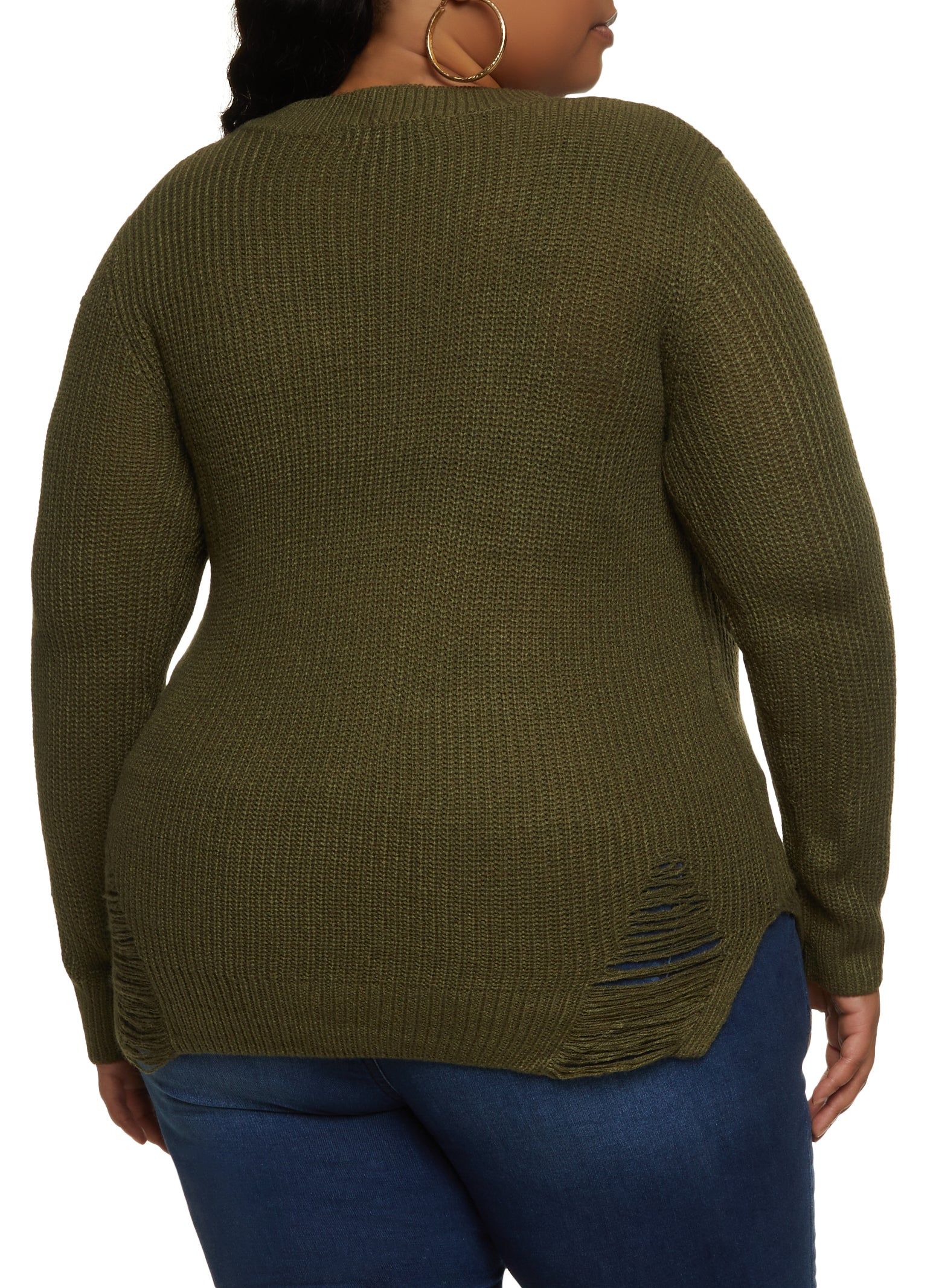 Plus Size Distressed Detail Pullover Sweater sold by Rainbow product image thumbnail 2