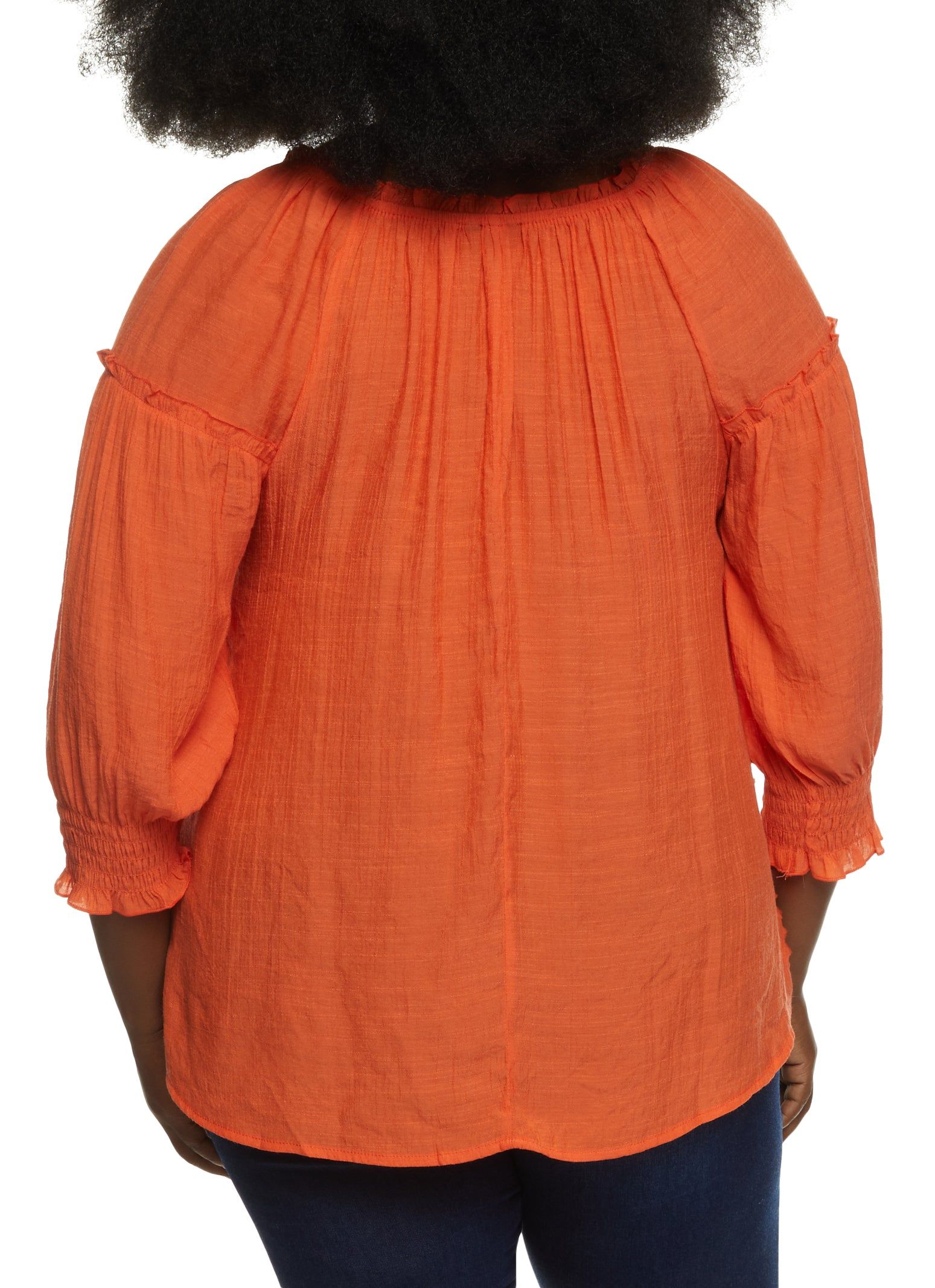 Plus Size Crochet Detail Tie Front Peasant Top sold by Rainbow product image thumbnail 2