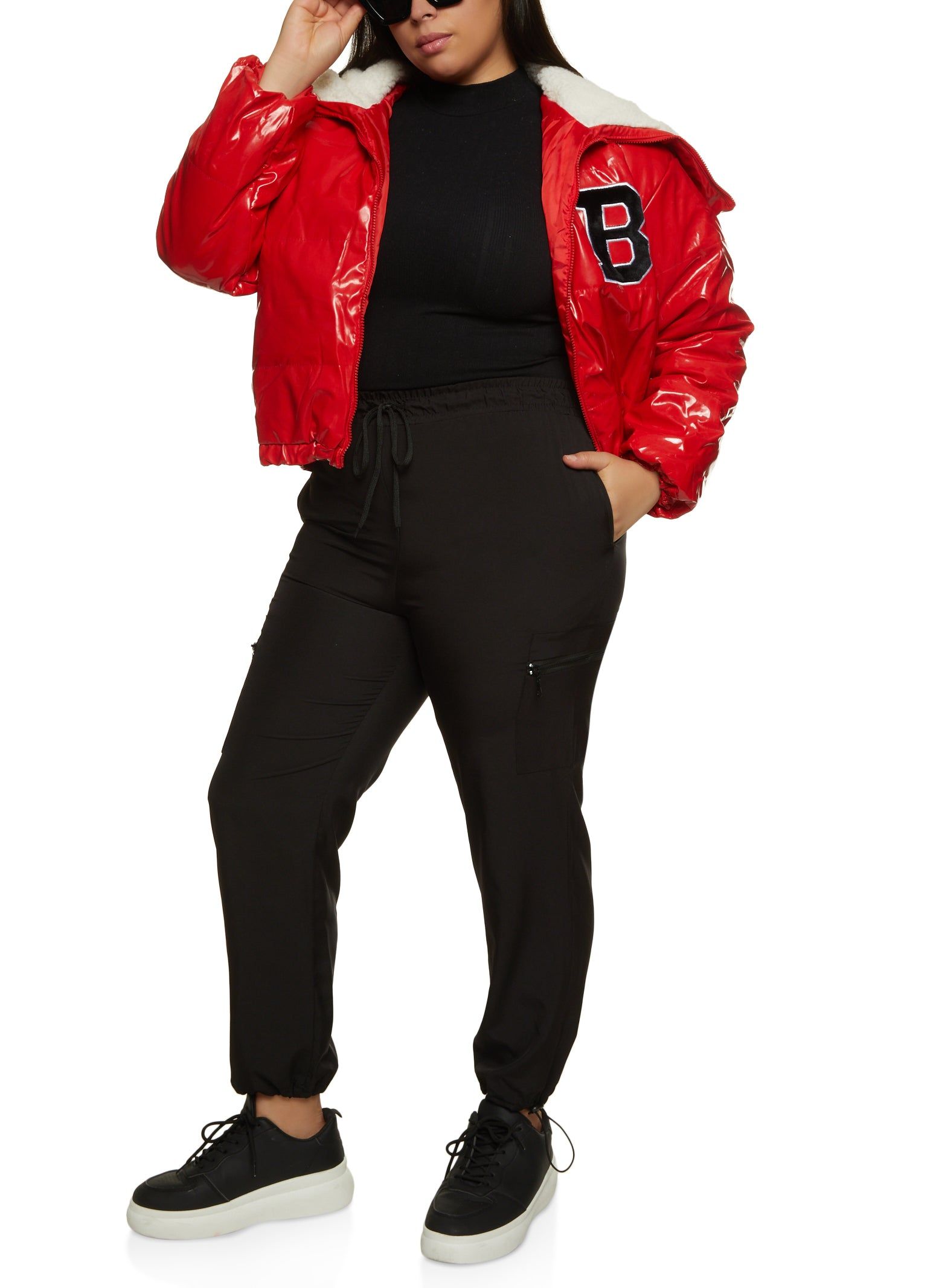 Plus Size Solid Zip Pocket Parachute Joggers sold by Rainbow product image thumbnail 2