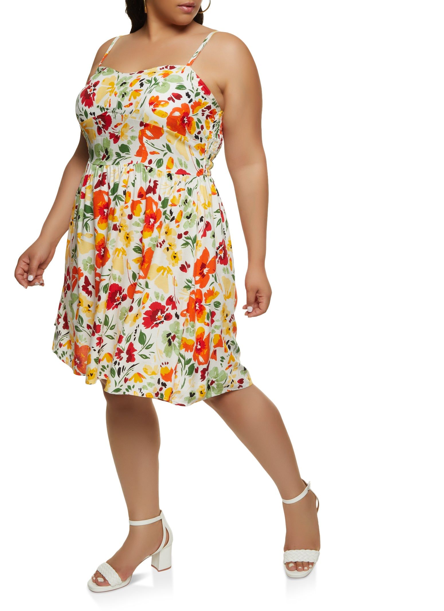 Plus Size Floral Print Smocked Back Sundress sold by Rainbow product image thumbnail 2
