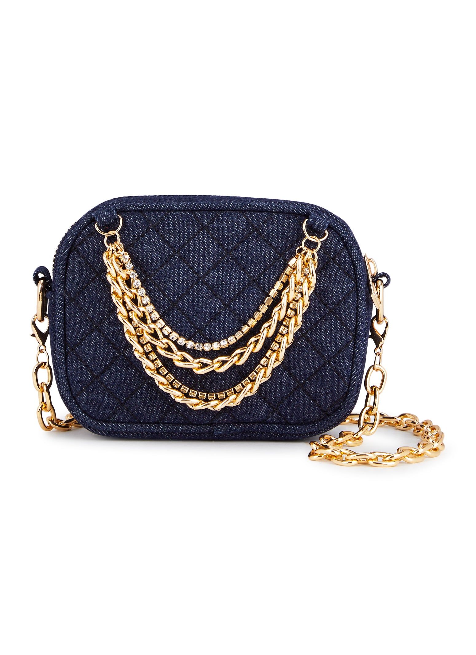 Denim Quilted Chain Detail Mini Crossbody Bag sold by Rainbow product image thumbnail 2