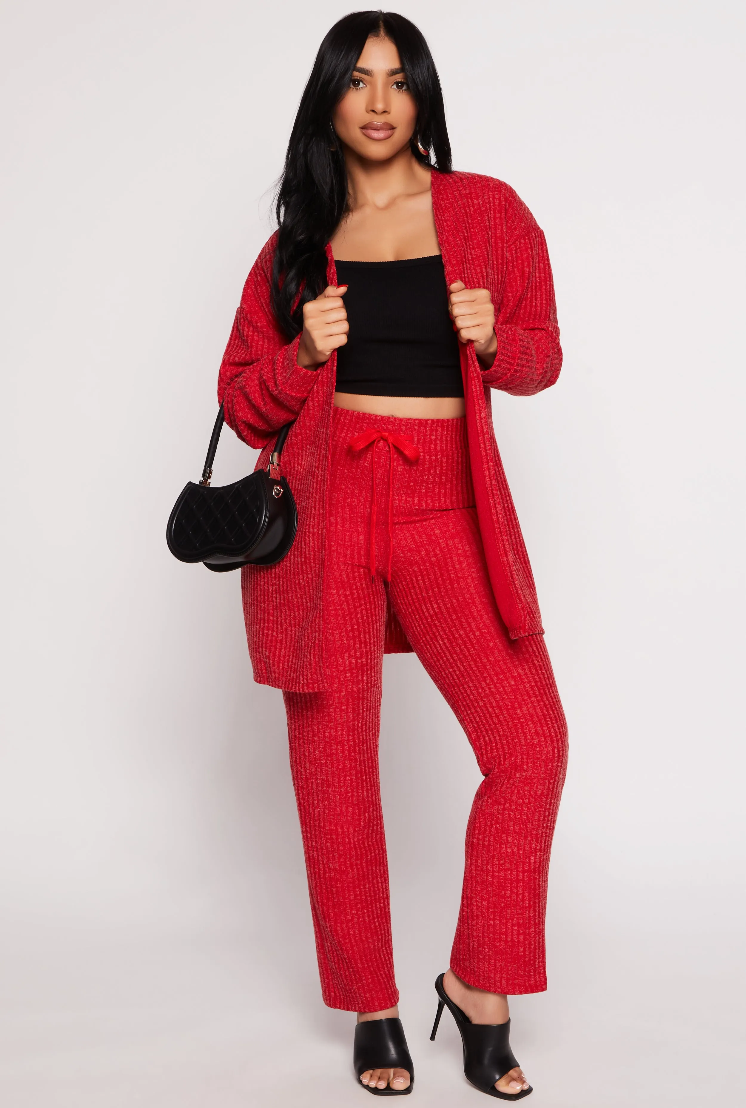 Ribbed Drawstring High Waist Straight Leg Pants sold by Rainbow