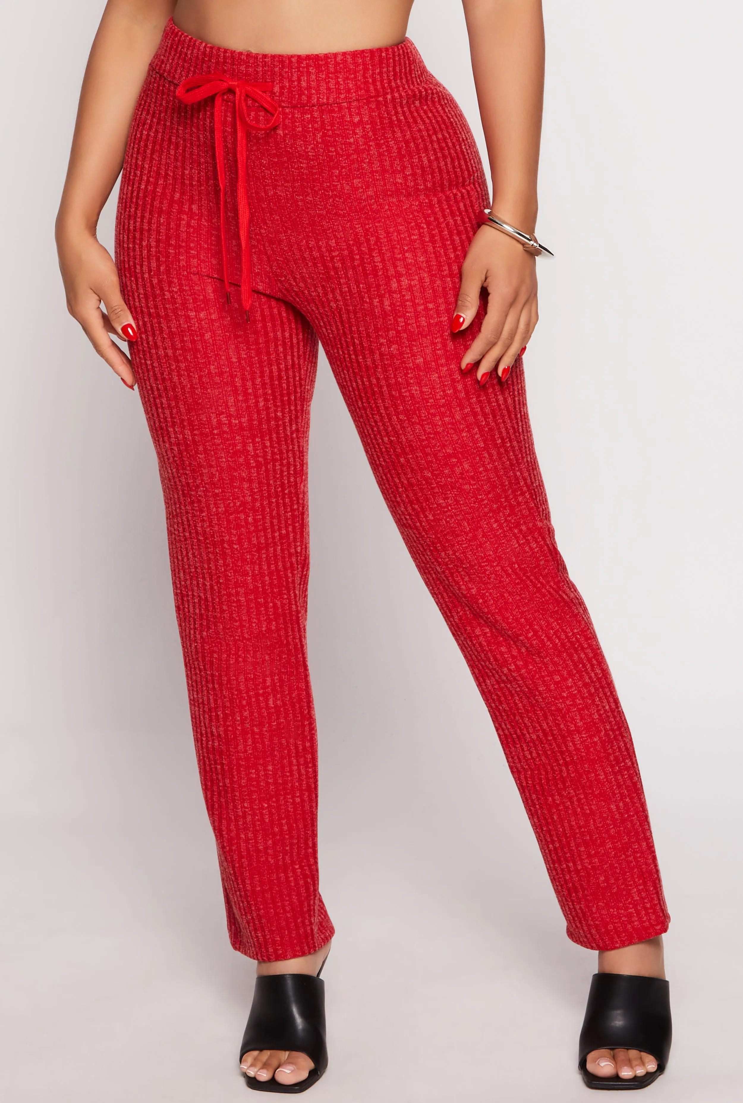 Ribbed Drawstring High Waist Straight Leg Pants sold by Rainbow product image thumbnail 2