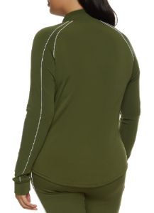 Plus Size Mock Neck Contrast Piping Track Jacket sold by Rainbow